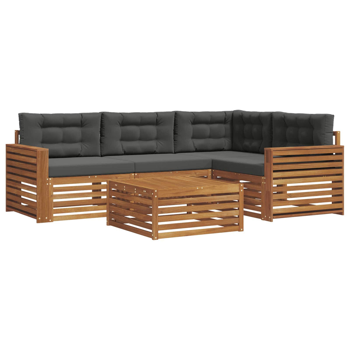 Outdoor-Sofagarnitur 5 stk. Natur und Anthrazit