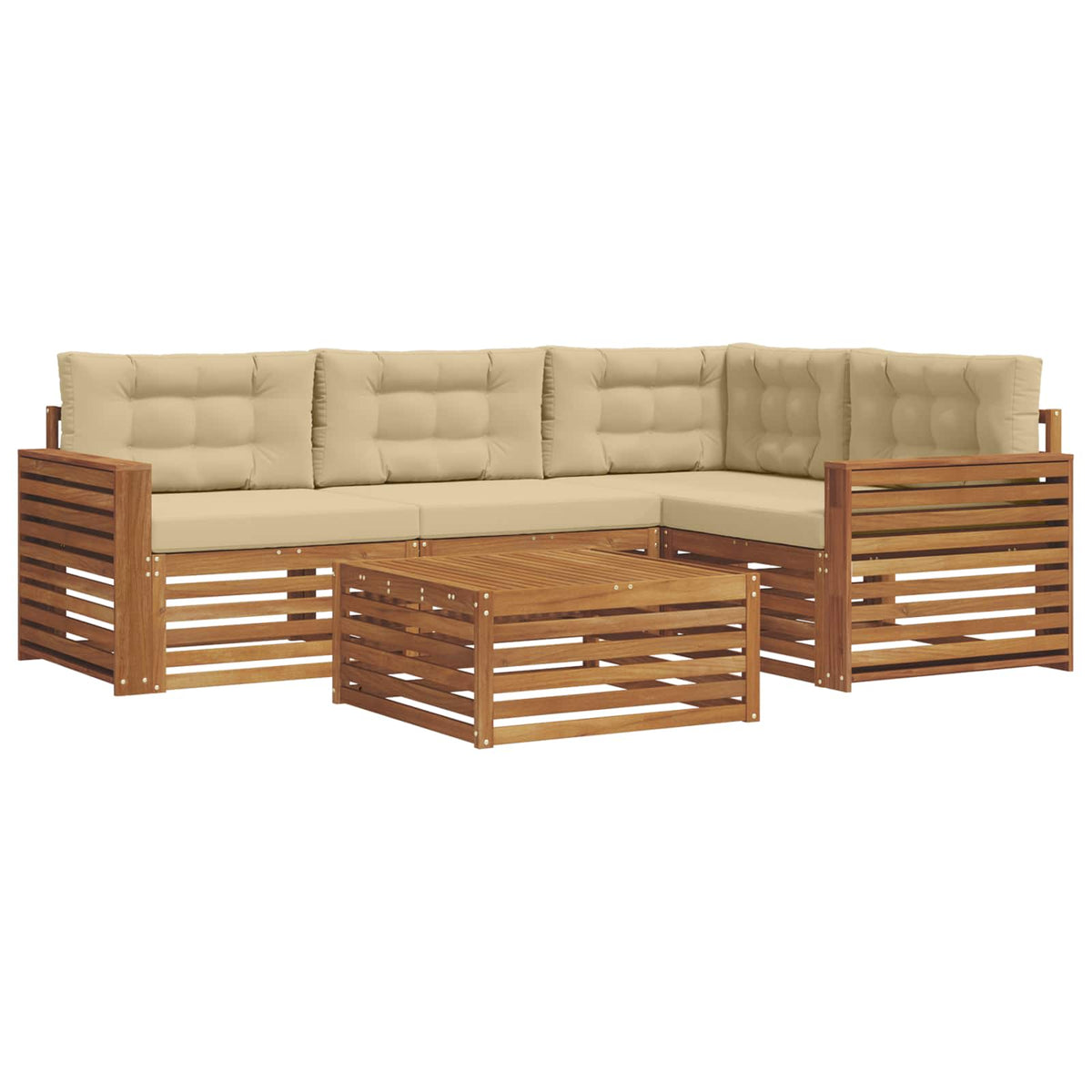 Outdoor-Sofagarnitur 5 stk. Natur und Beige