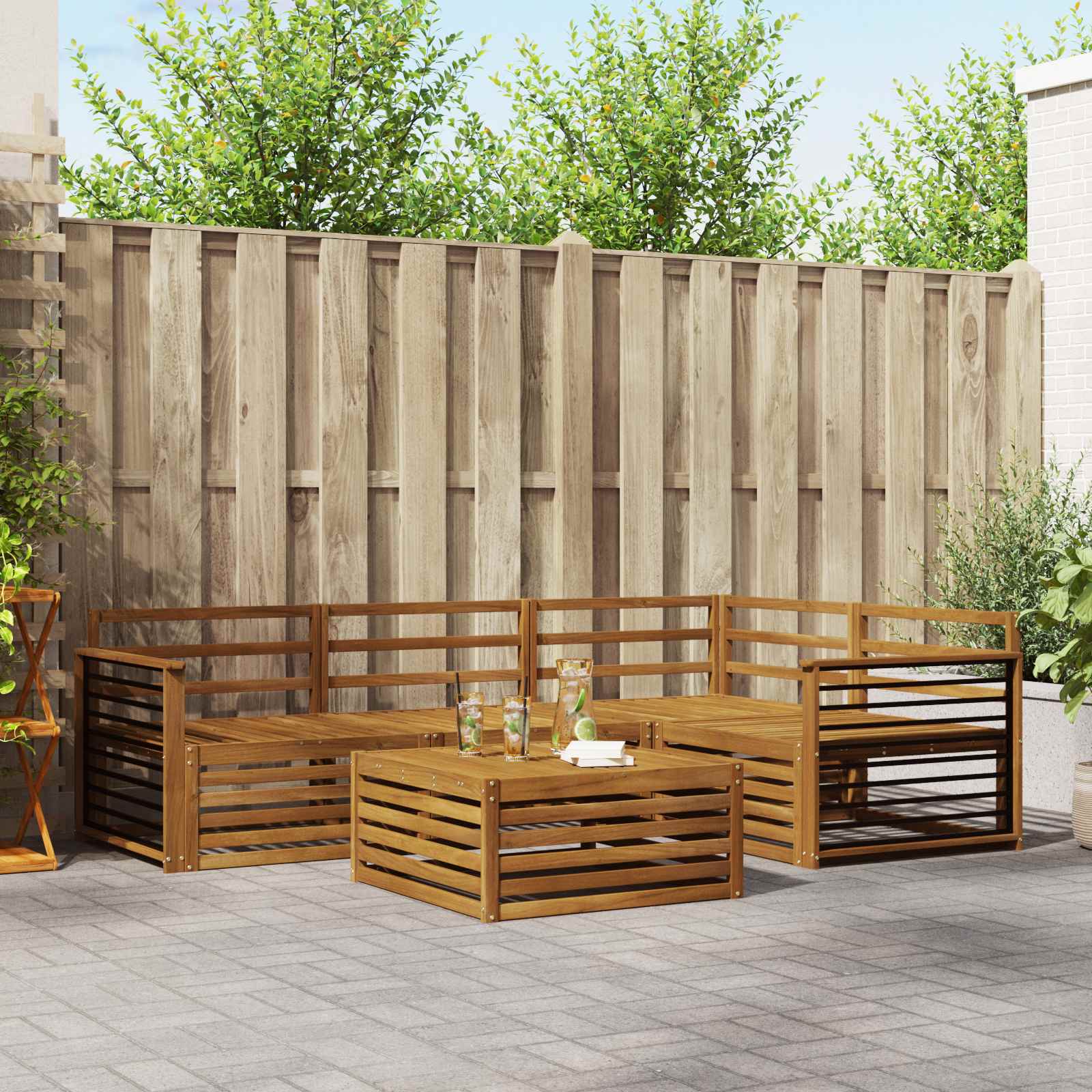 Outdoor-Sofagarnitur 5 pcs Natur Massivholz Akazie