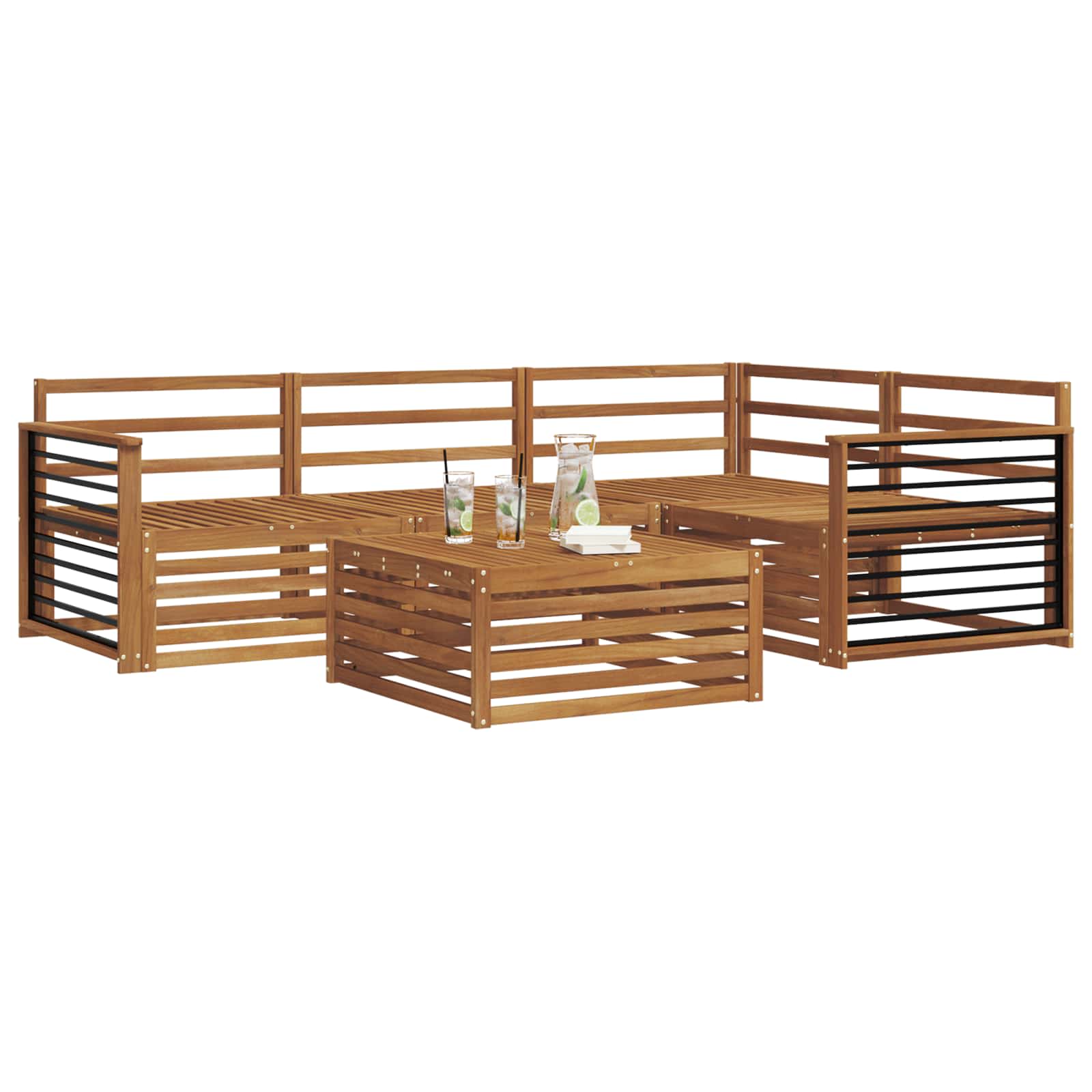Outdoor-Sofagarnitur 5 pcs Natur Massivholz Akazie