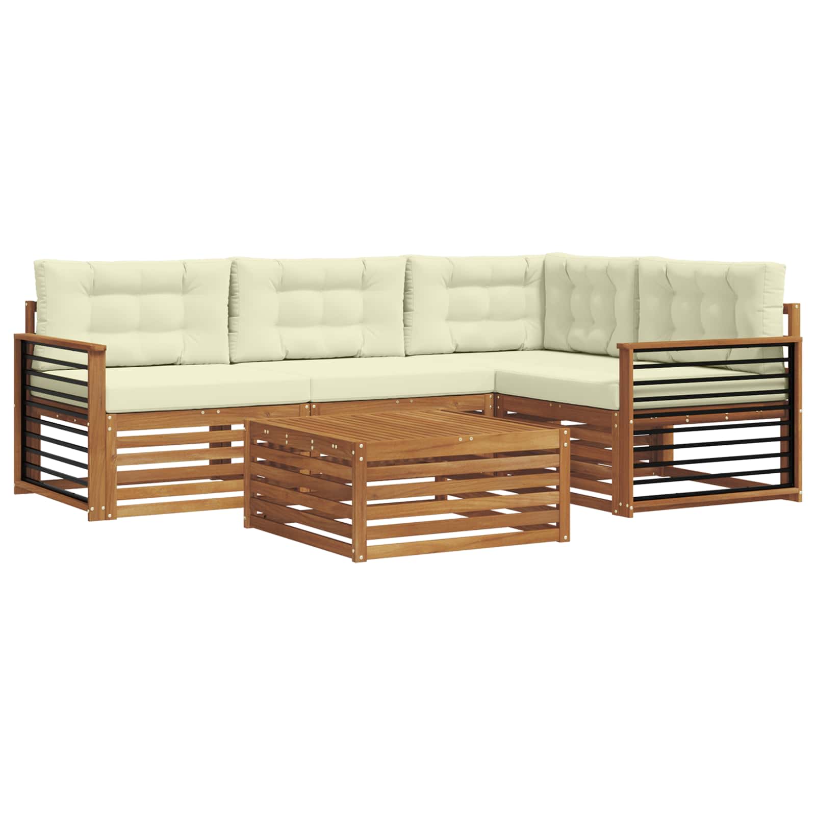 Outdoor-Sofagarnitur 5 stk. Natur und Creme