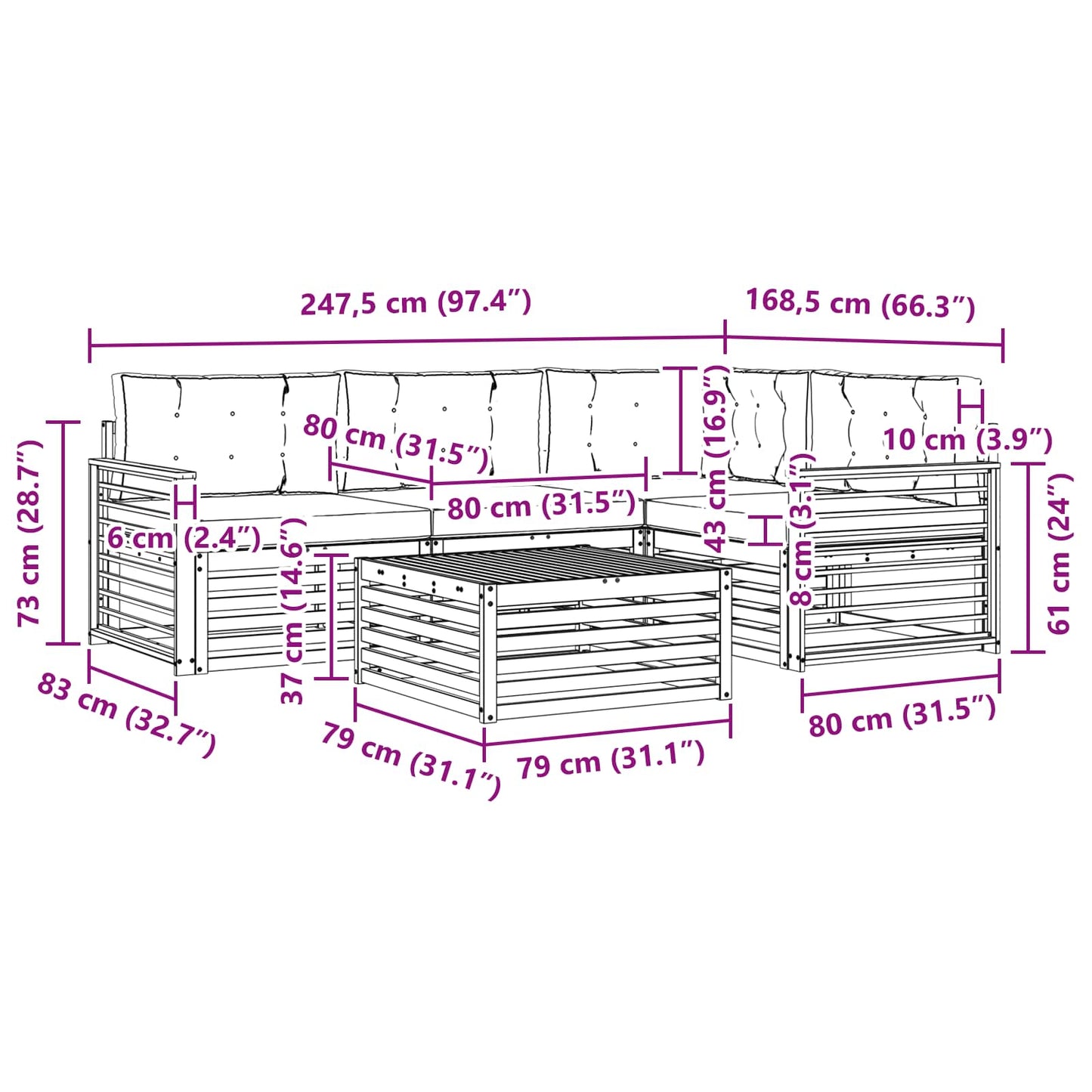 Outdoor-Sofagarnitur 5 stk. Natur und Creme