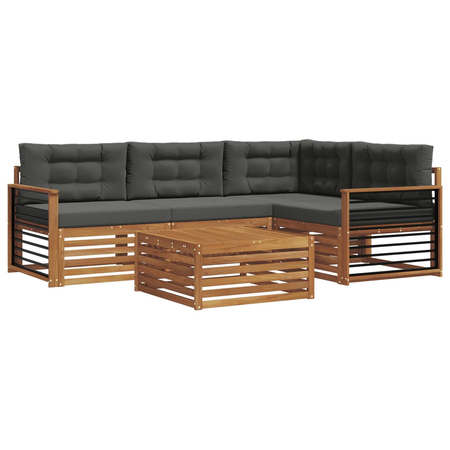 Outdoor-Sofagarnitur mit Kissen 5 pcs Natur und Anthrazit