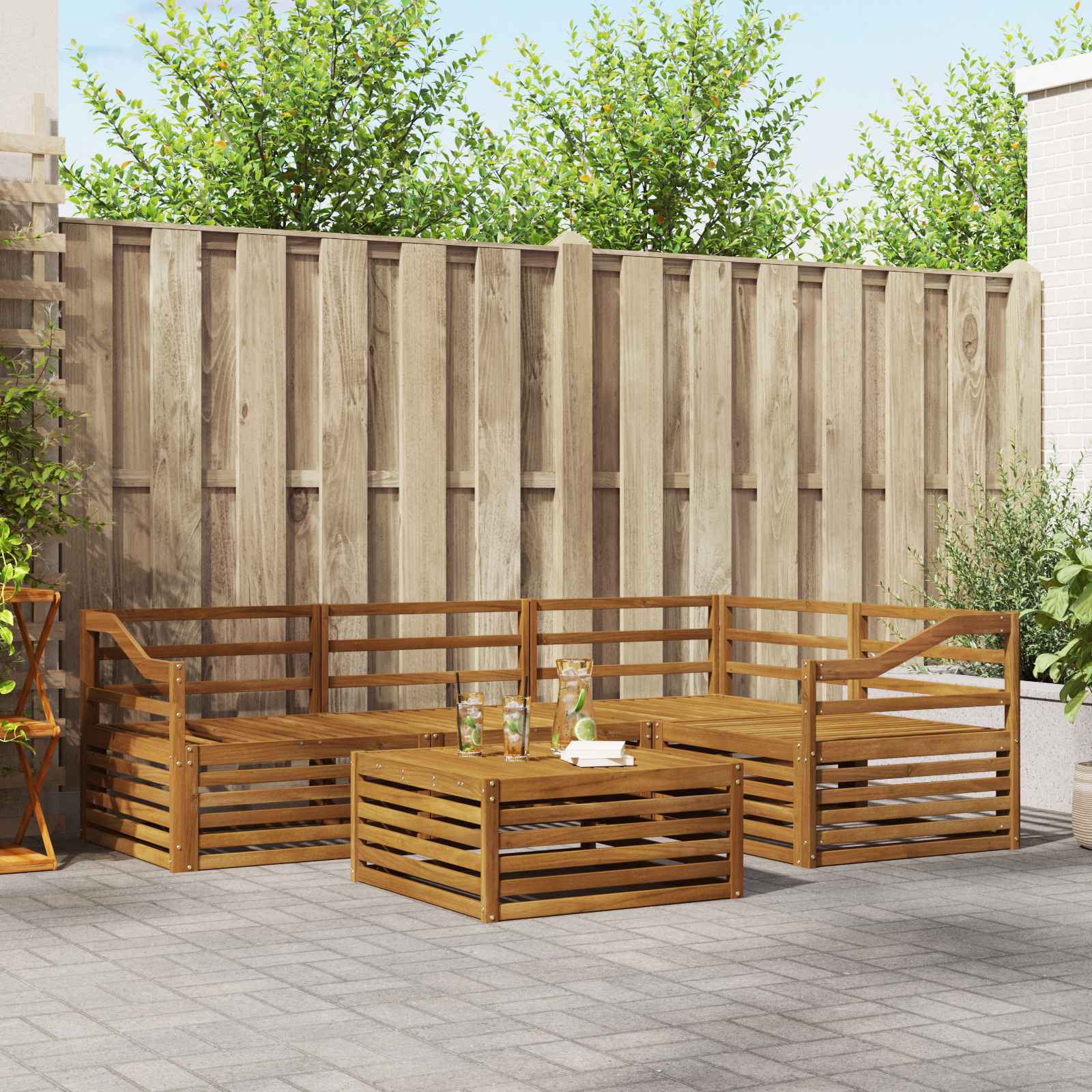 Outdoor-Sofagarnitur 5 pcs Natur Massivholz Akazie
