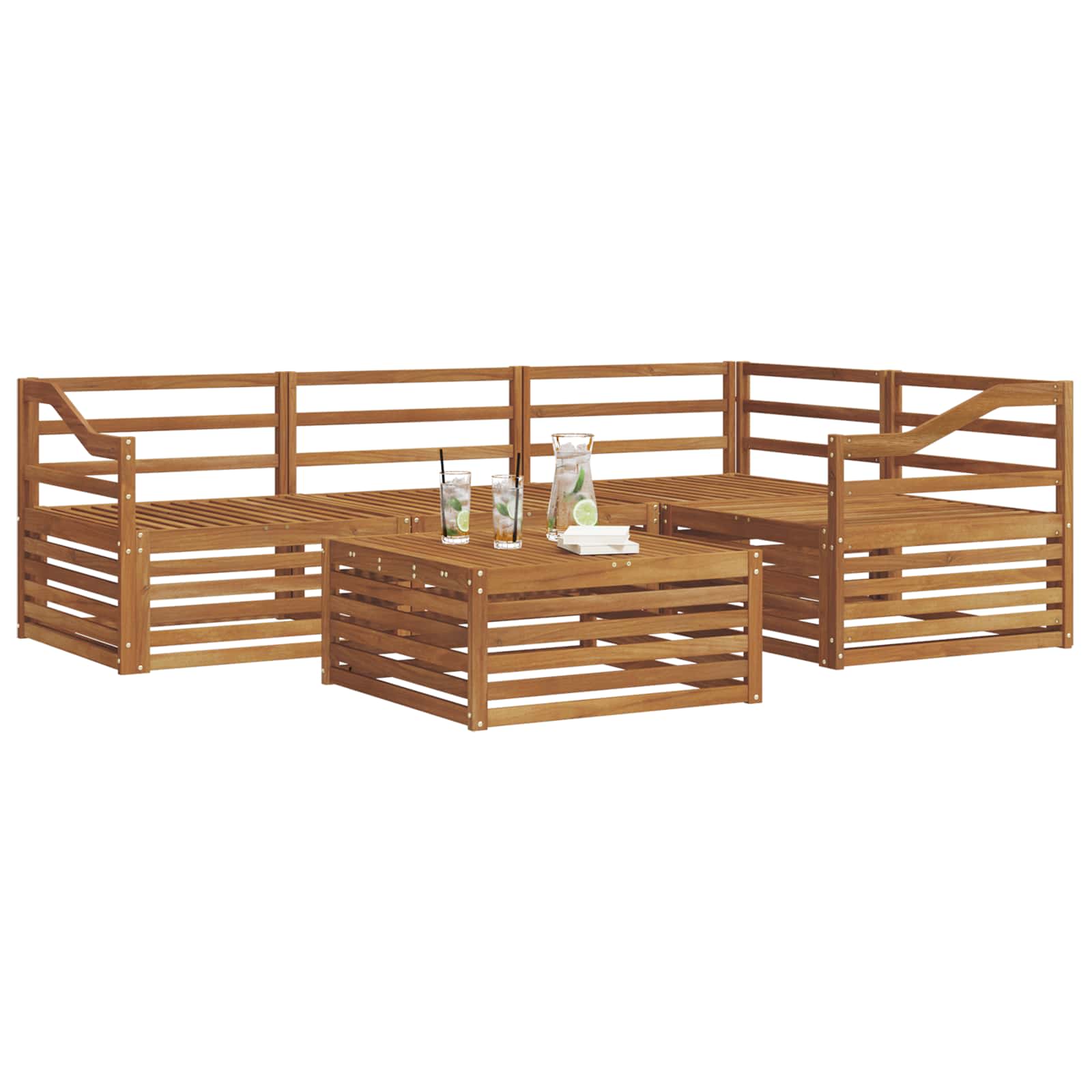 Outdoor-Sofagarnitur 5 pcs Natur Massivholz Akazie