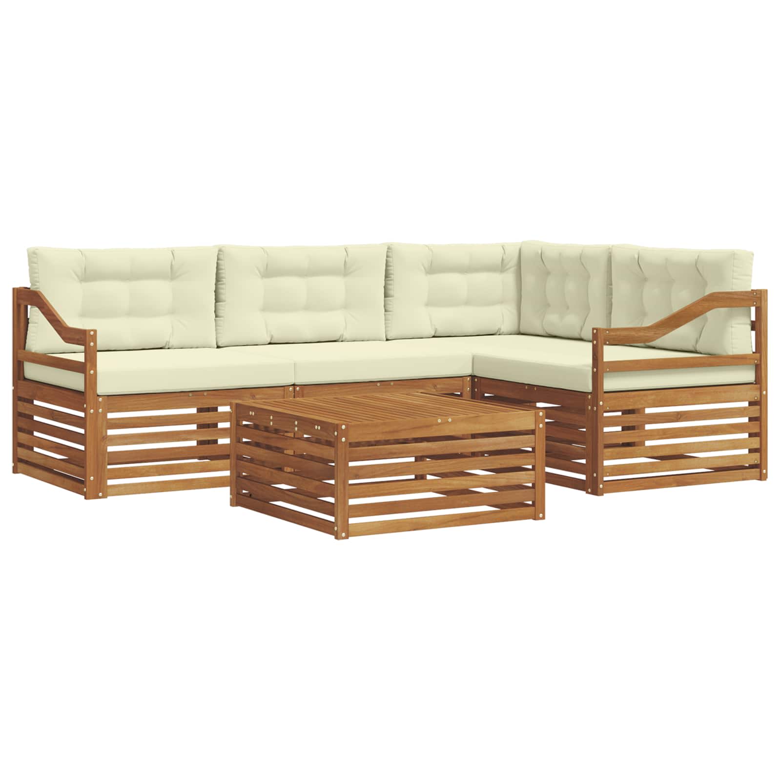 Outdoor-Sofagarnitur mit Kissen 5 pcs Natur und Creme