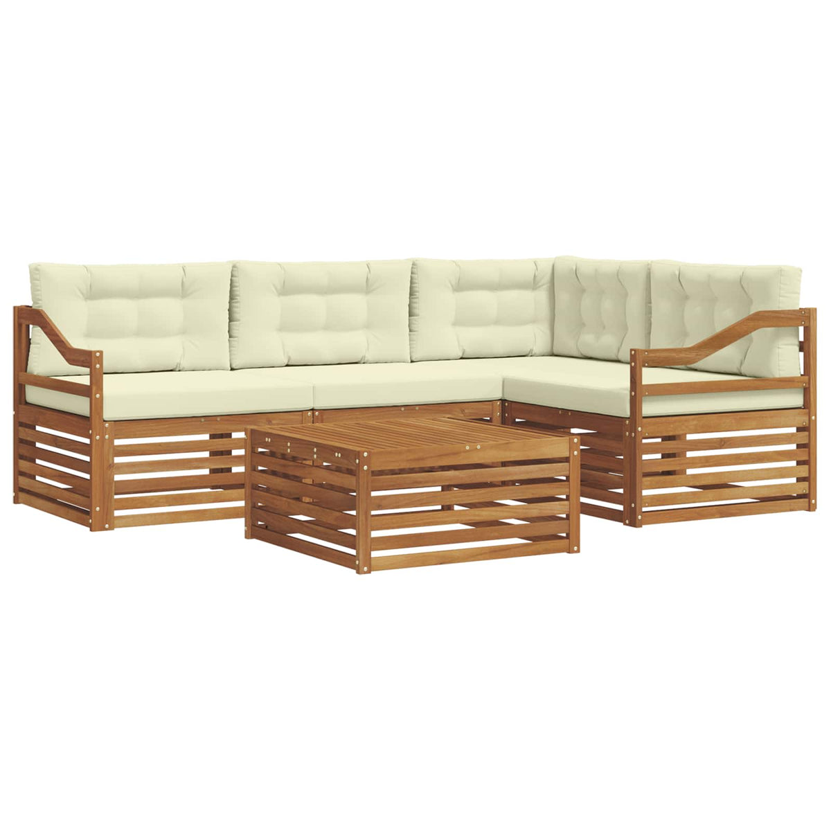 Outdoor-Sofagarnitur 5 stk. Natur und Creme