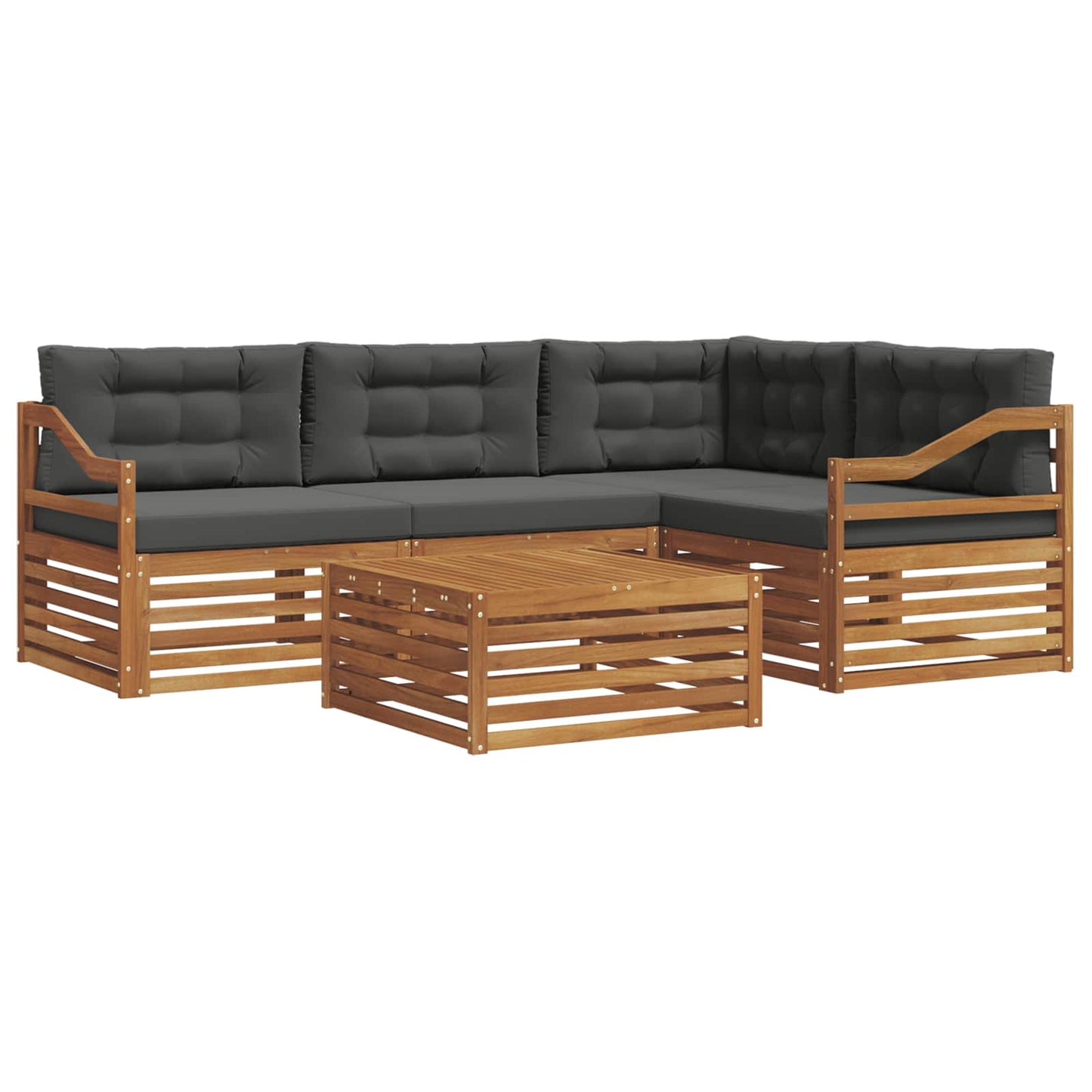 Outdoor-Sofagarnitur mit Kissen 5 pcs Natur und Anthrazit
