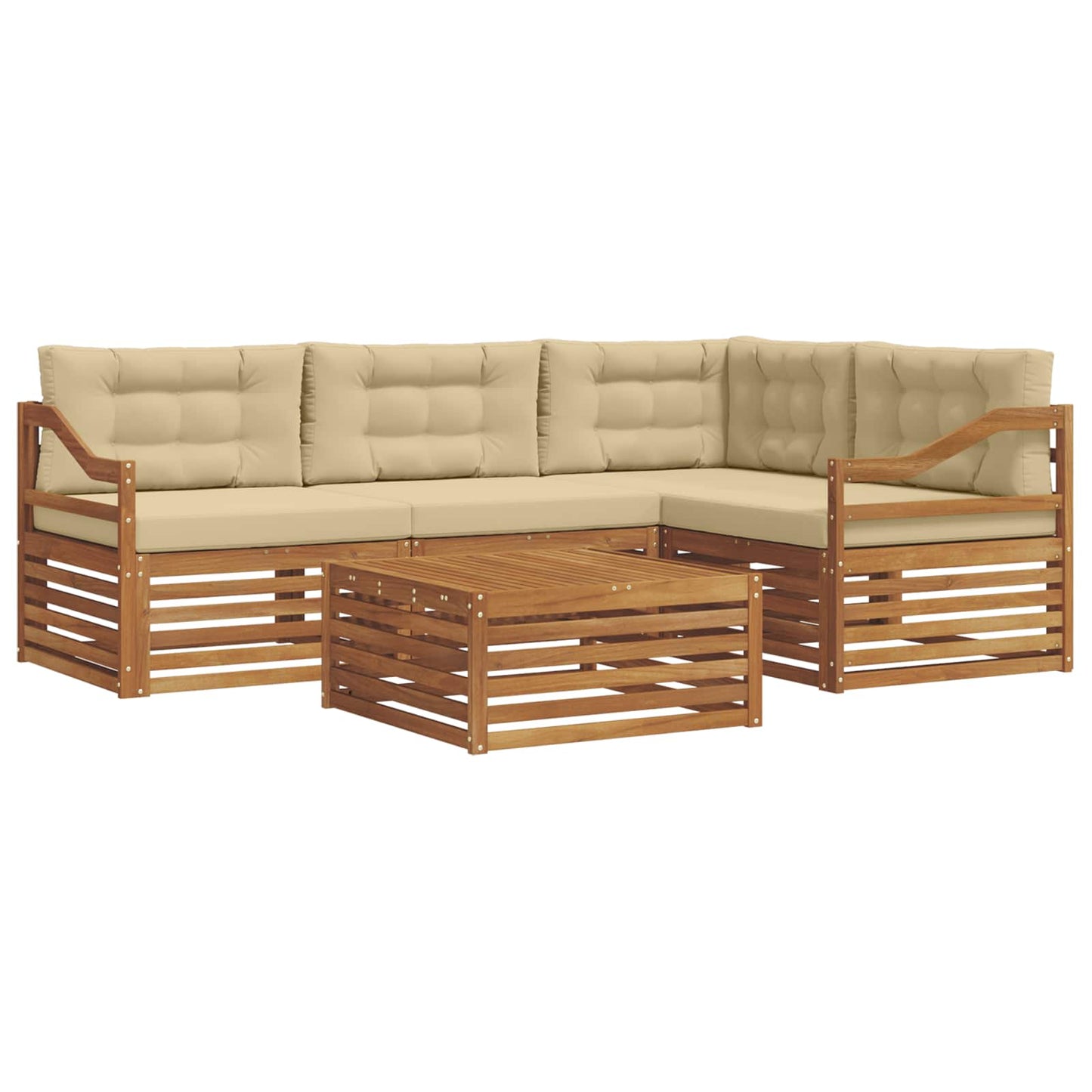 Outdoor-Sofagarnitur mit Kissen 5 pcs Natur und Beige
