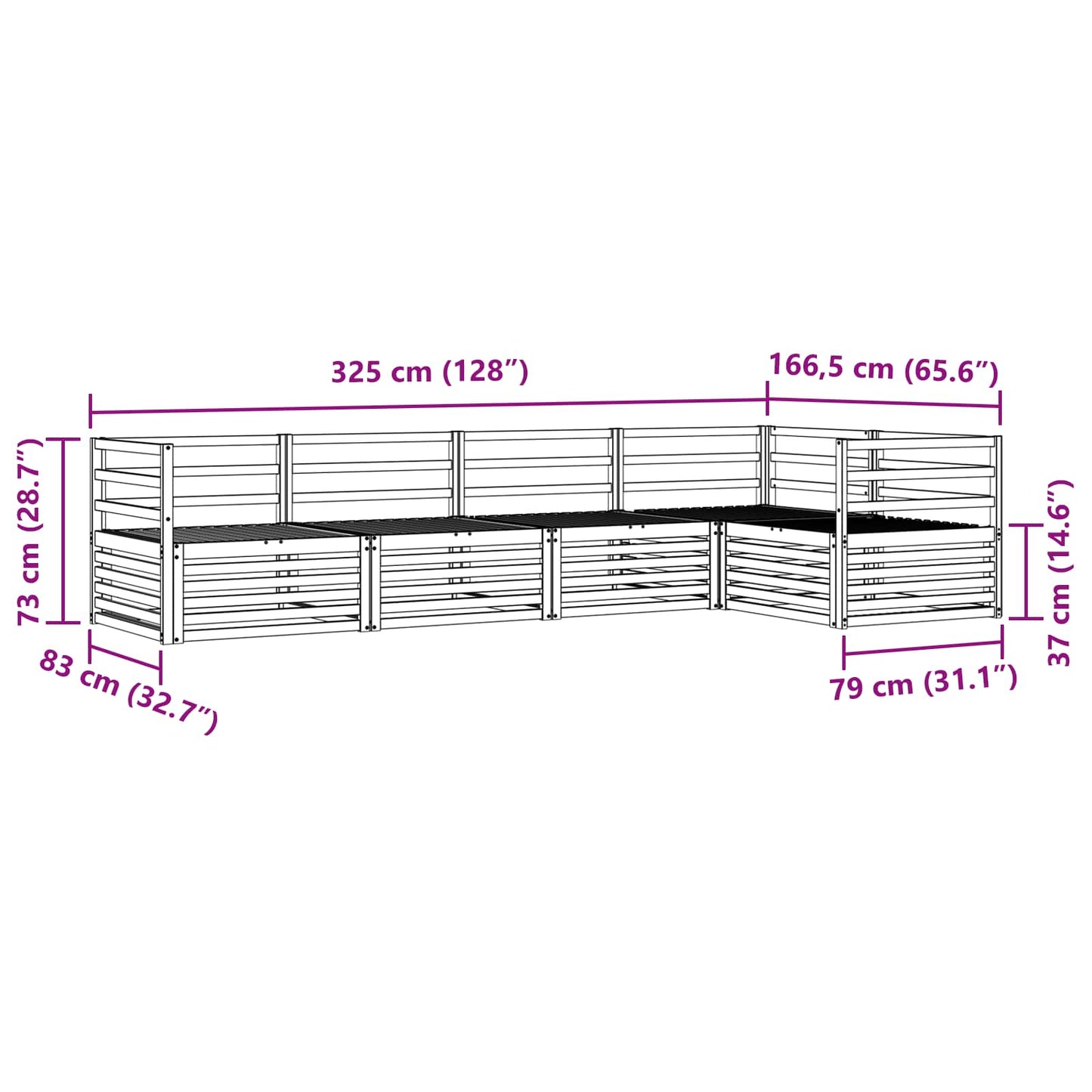 Outdoor-Sofagarnitur 5 pcs Natur