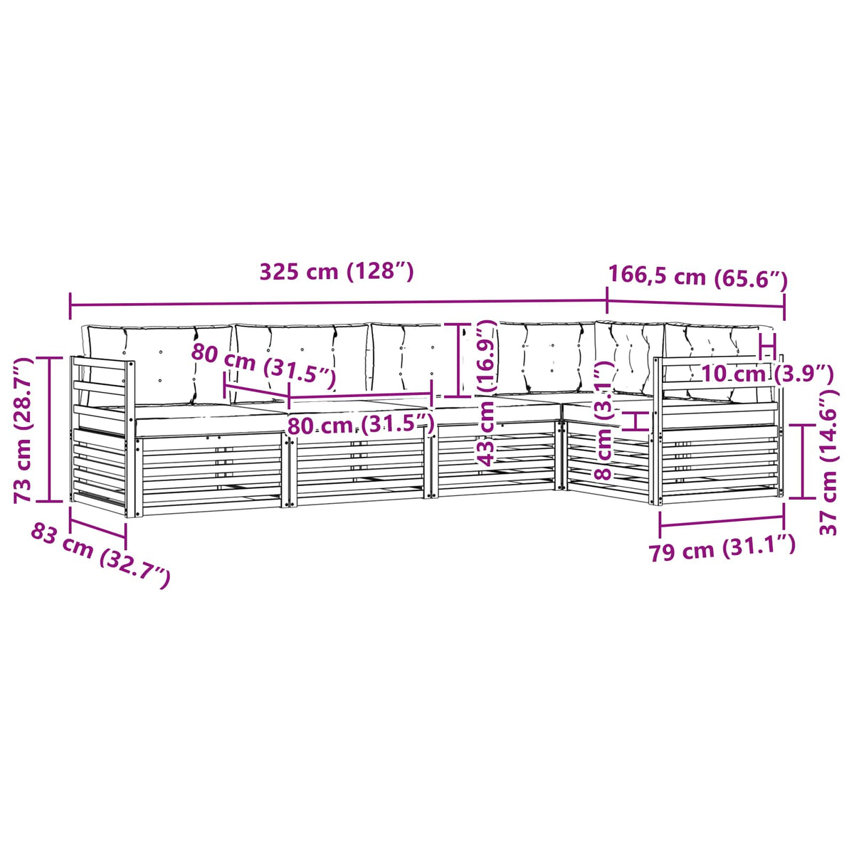 Outdoor-Sofagarnitur 5 stk. Natur und Creme