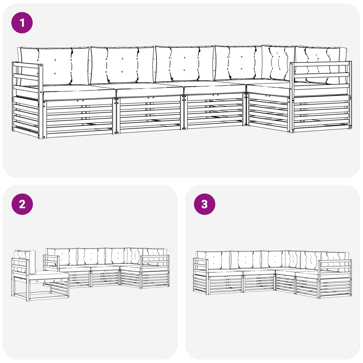 Outdoor-Sofagarnitur 5 stk. Natur und Creme