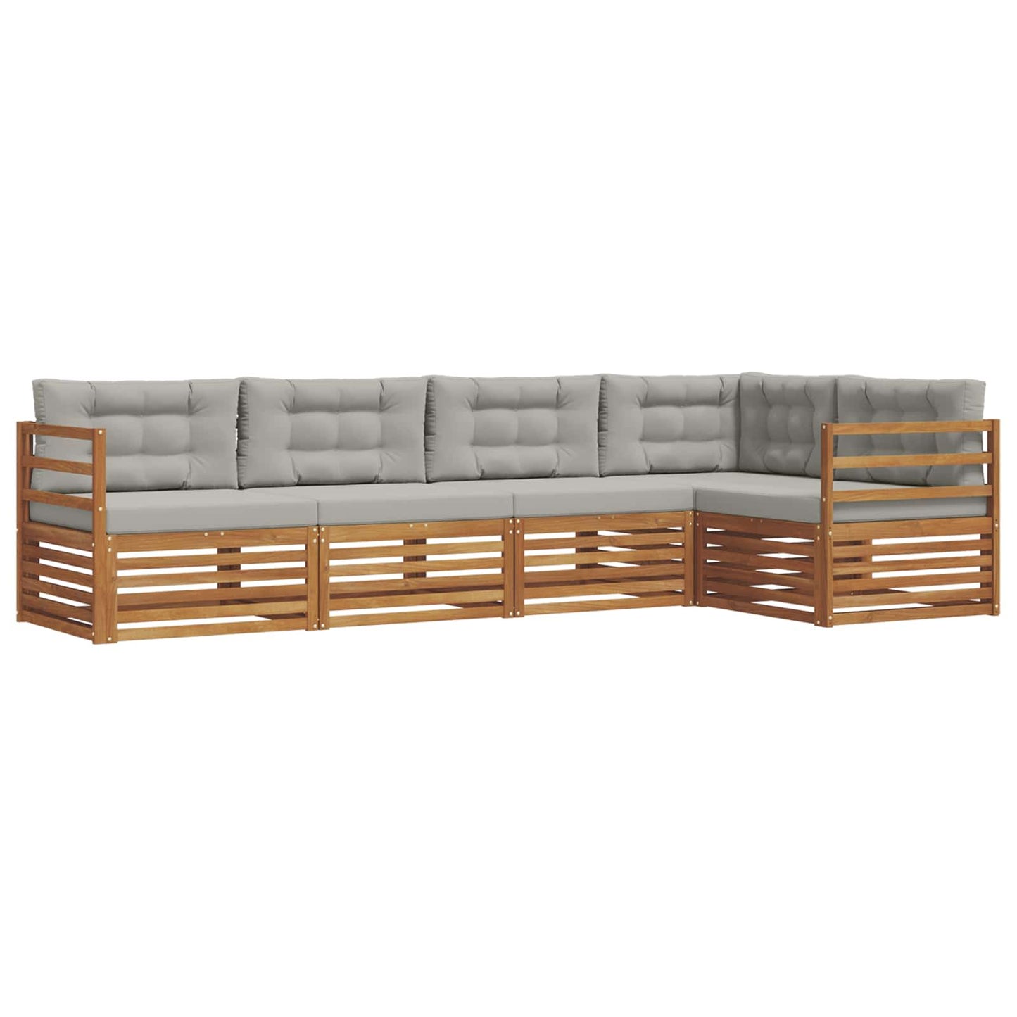 Outdoor-Sofagarnitur mit Kissen 5 pcs Natürlich und Hellgrau
