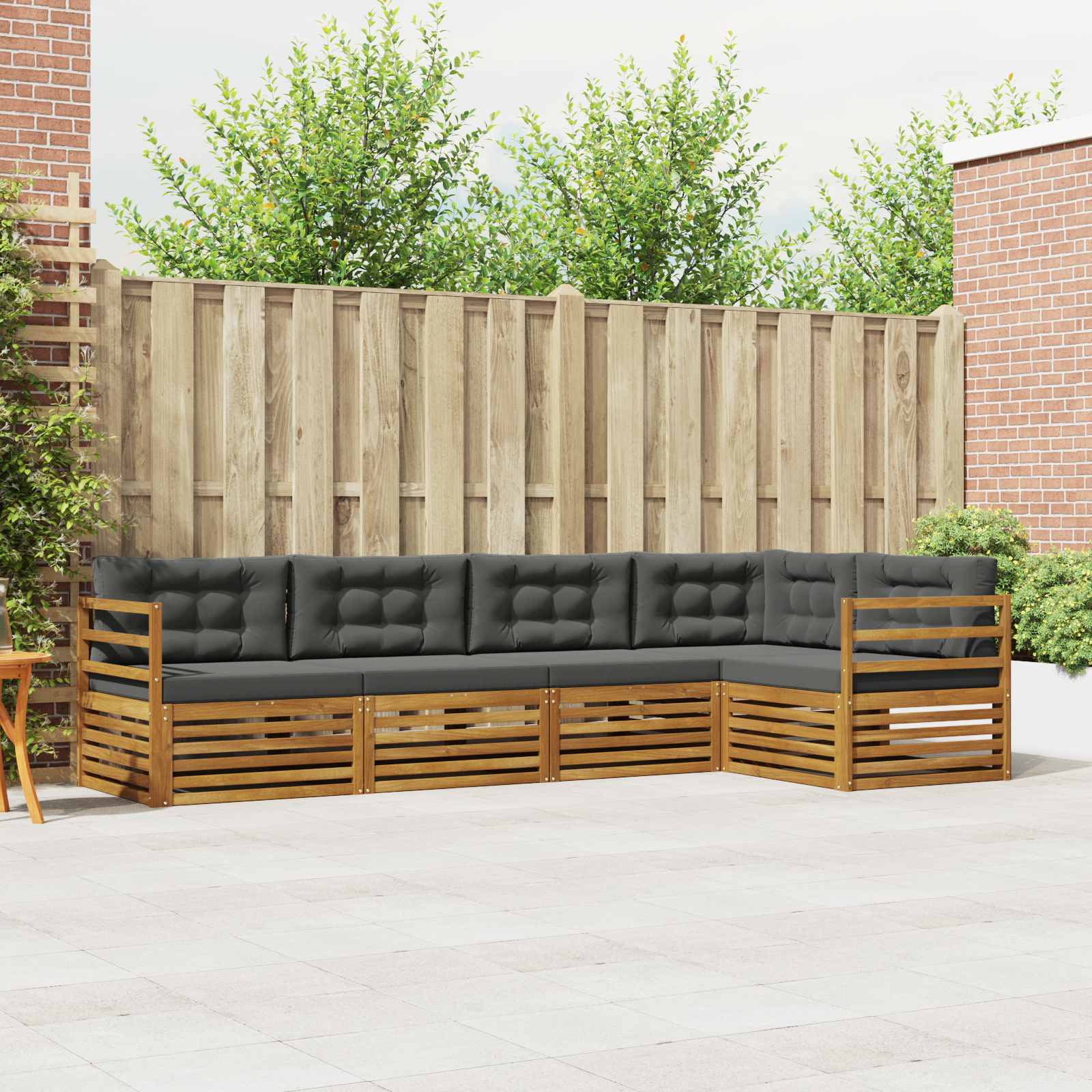 Outdoor-Sofagarnitur 5 stk. Natur und Anthrazit