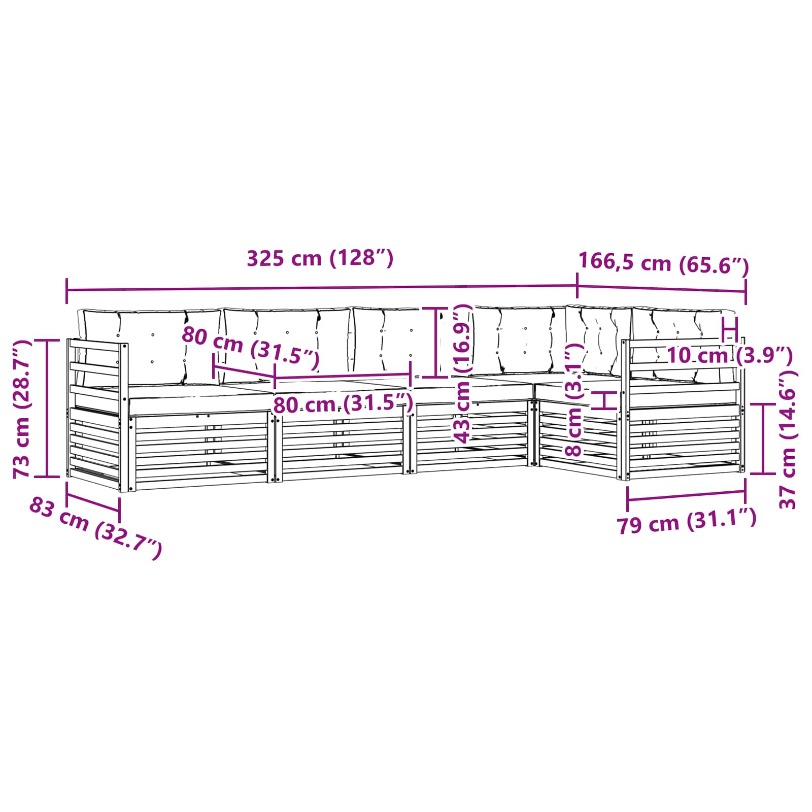 Outdoor-Sofagarnitur 5 stk. Natur und Anthrazit