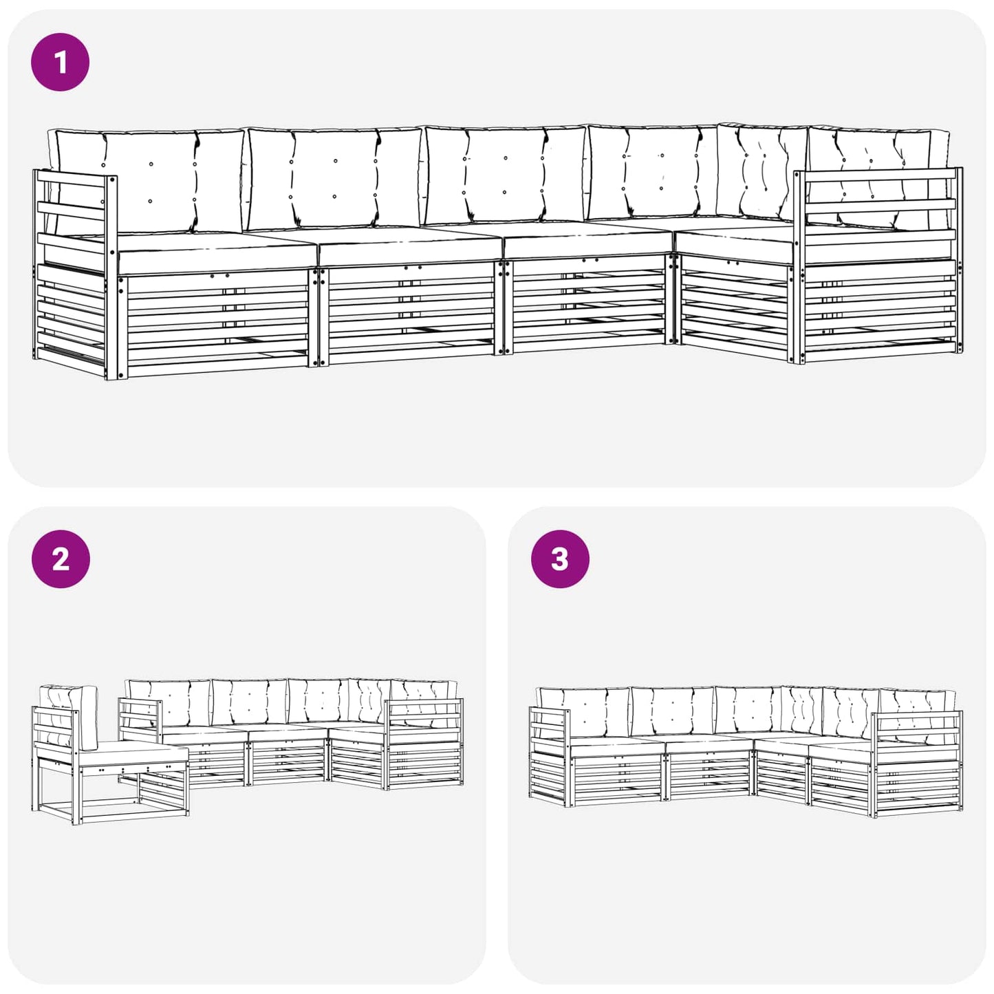 Outdoor-Sofagarnitur 5 stk. Natur und Anthrazit