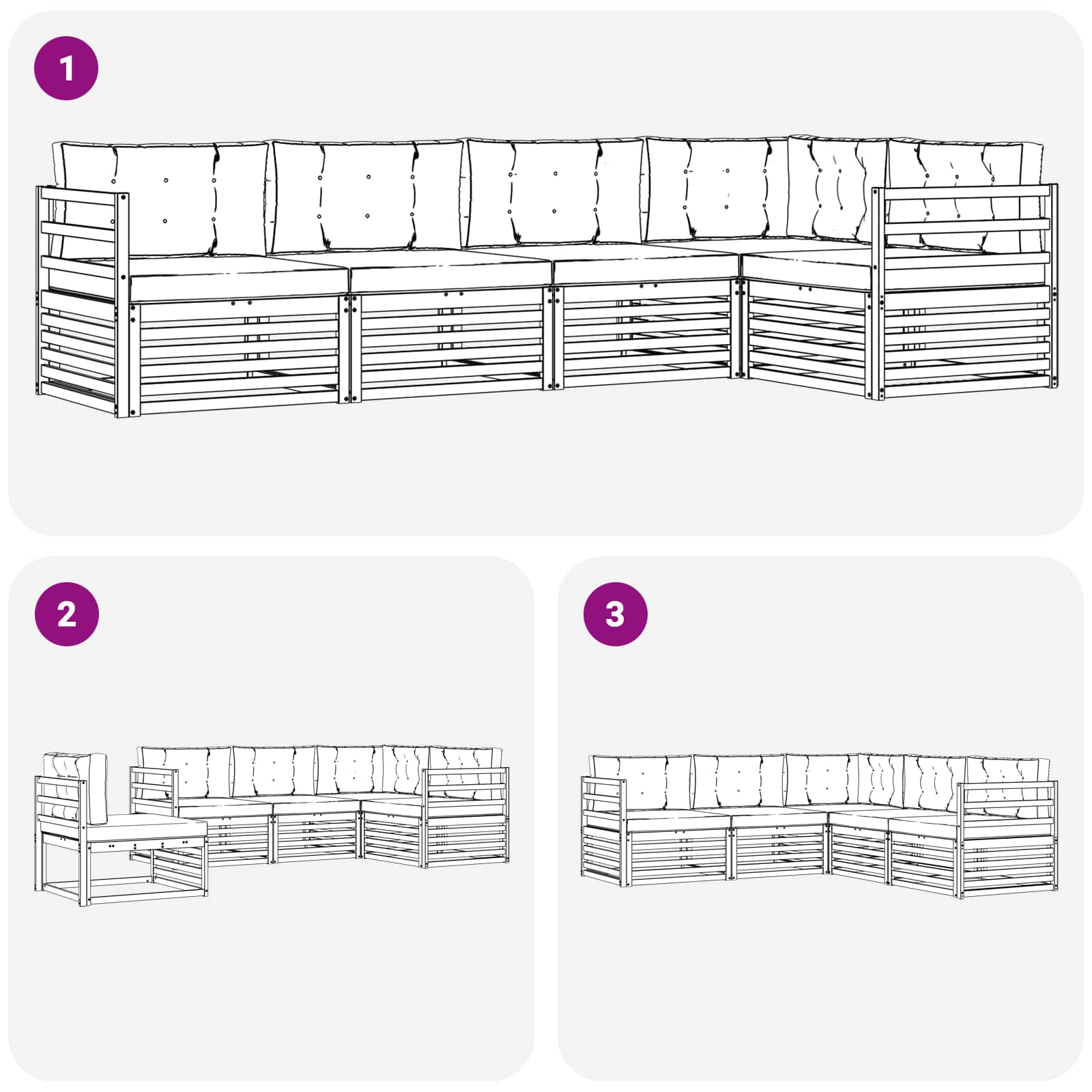 Outdoor-Sofagarnitur 5 stk. Natur und Anthrazit