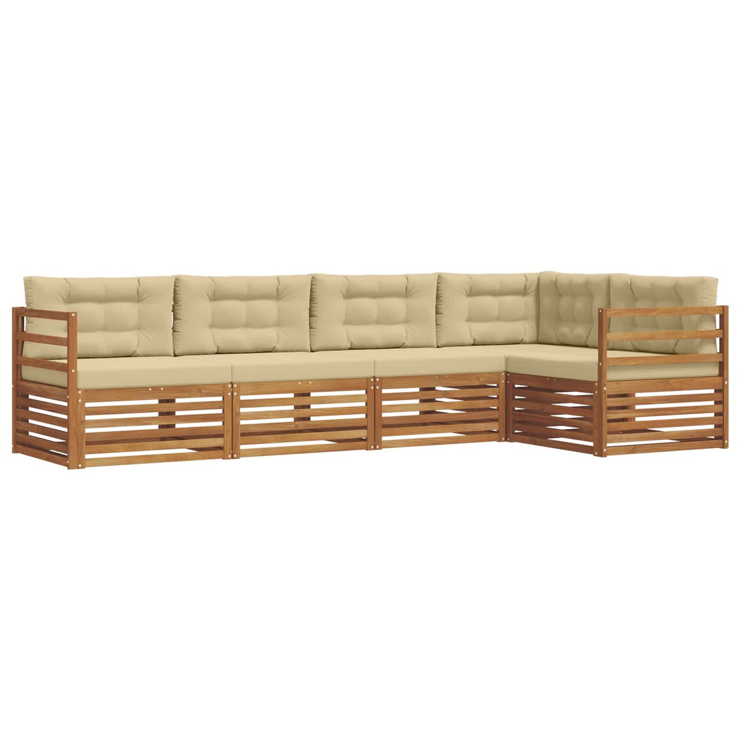Outdoor-Sofagarnitur mit Kissen 5 pcs Natur und Beige
