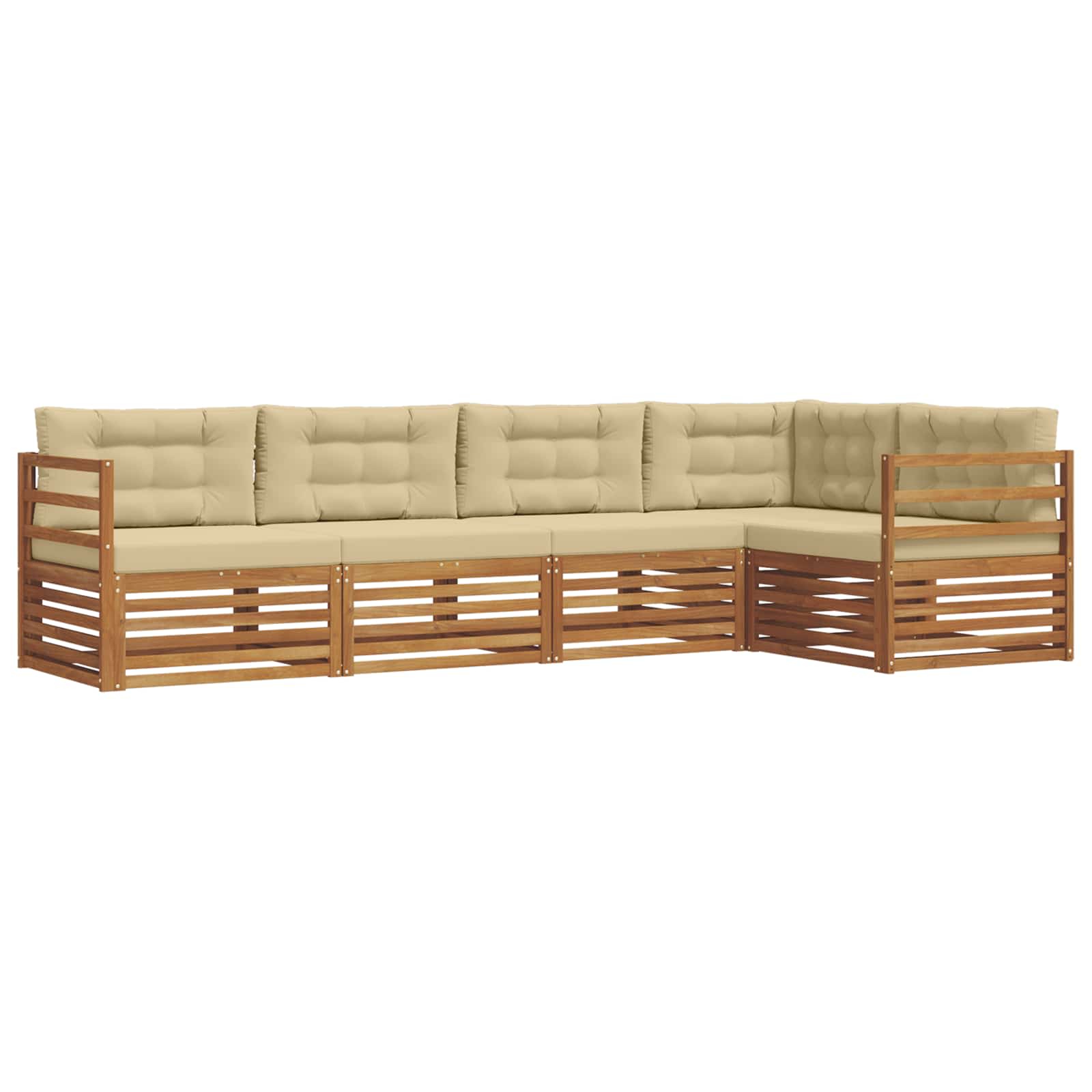 Outdoor-Sofagarnitur mit Kissen 5 pcs Natur und Beige
