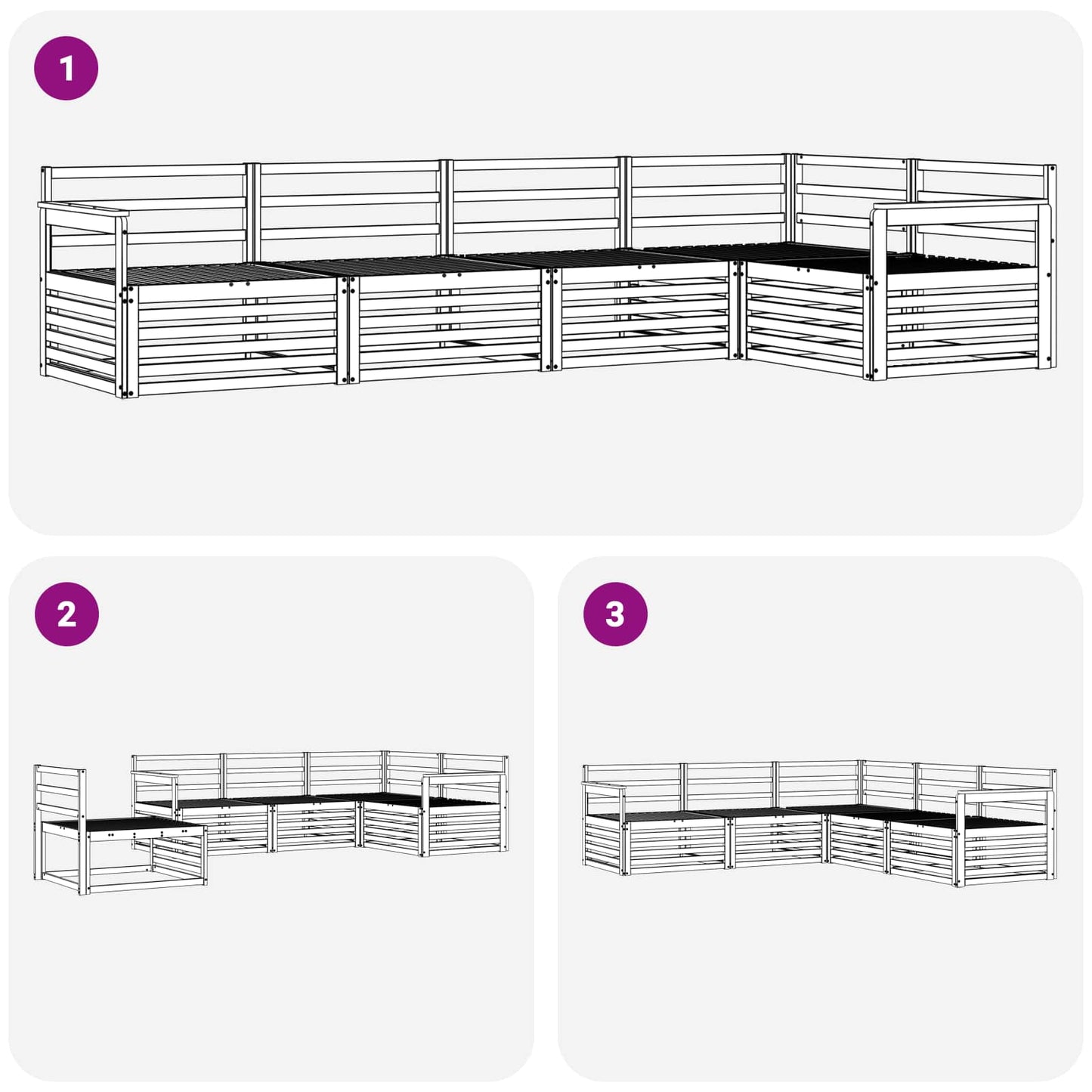 Outdoor-Sofagarnitur 5 pcs Natur