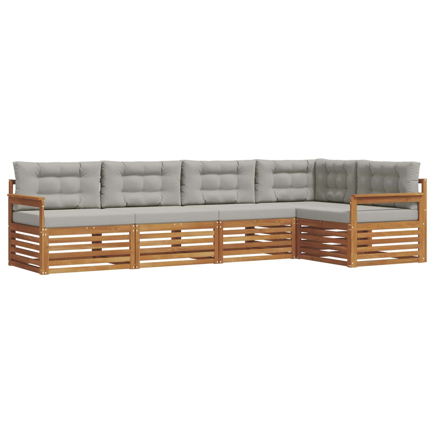 Outdoor-Sofagarnitur mit Kissen 5 pcs Natürlich und Hellgrau