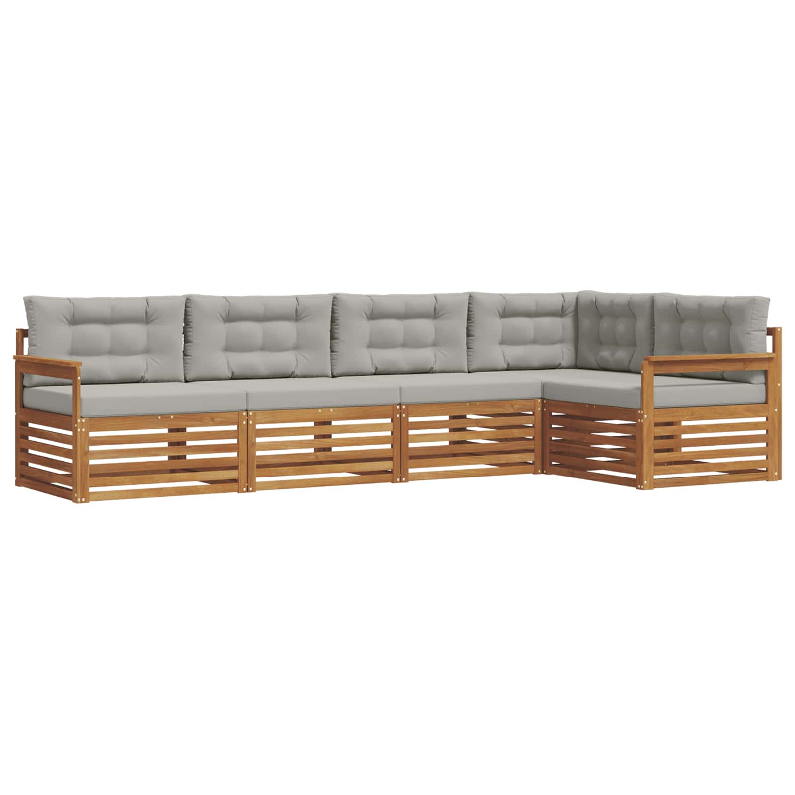 Outdoor-Sofagarnitur mit Kissen 5 pcs Natürlich und Hellgrau