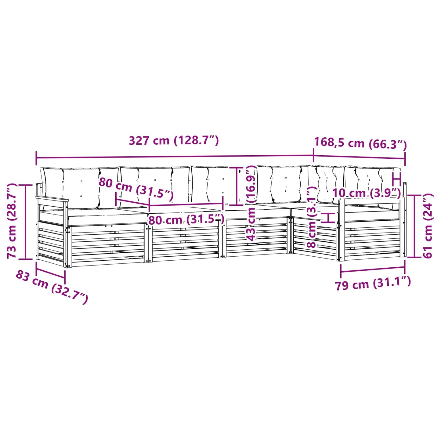 Outdoor-Sofagarnitur 5 stk. Natur und Anthrazit