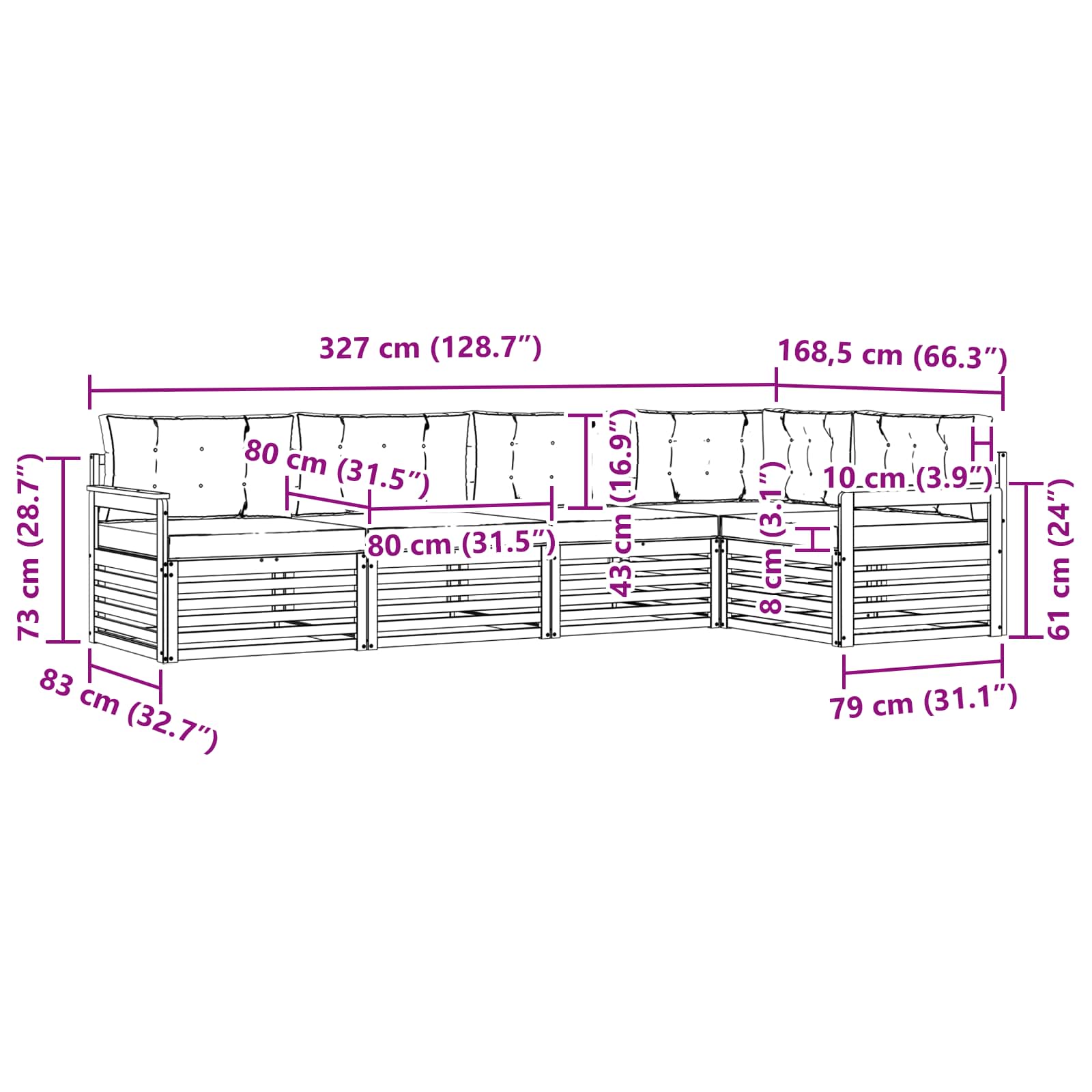 Outdoor-Sofagarnitur 5 stk. Natur und Anthrazit