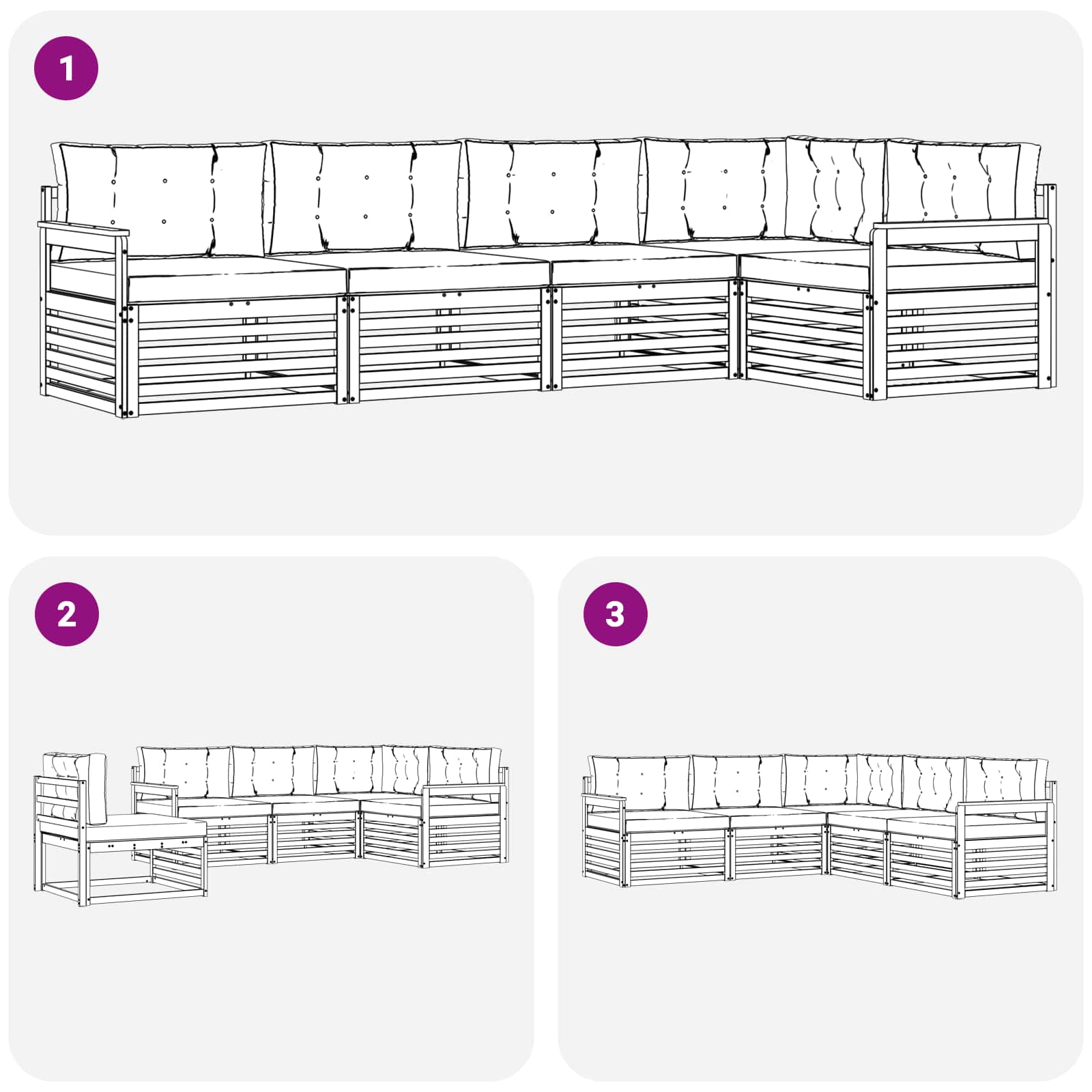 Outdoor-Sofagarnitur 5 stk. Natur und Anthrazit