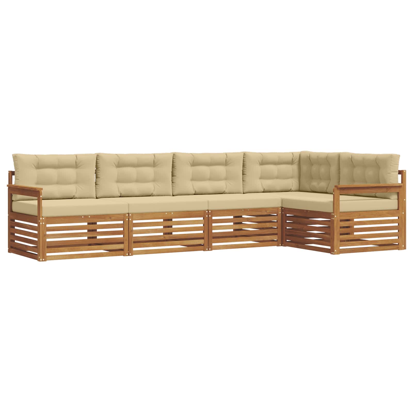 Outdoor-Sofagarnitur mit Kissen 5 pcs Natur und Beige