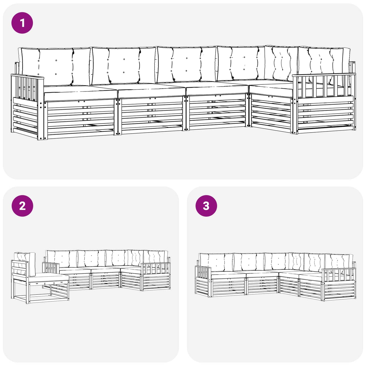 Outdoor-Sofagarnitur 5 stk. Natur und Creme