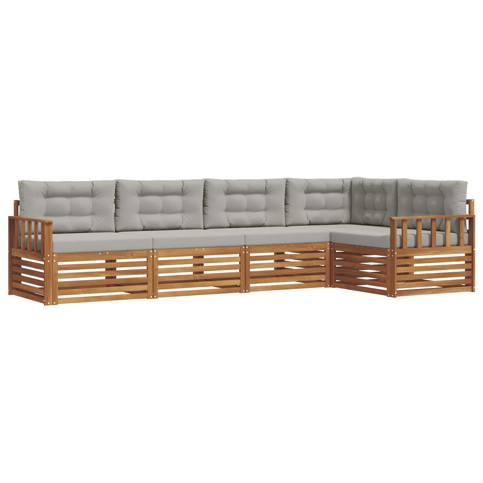 Outdoor-Sofagarnitur mit Kissen 5 pcs Natürlich und Hellgrau