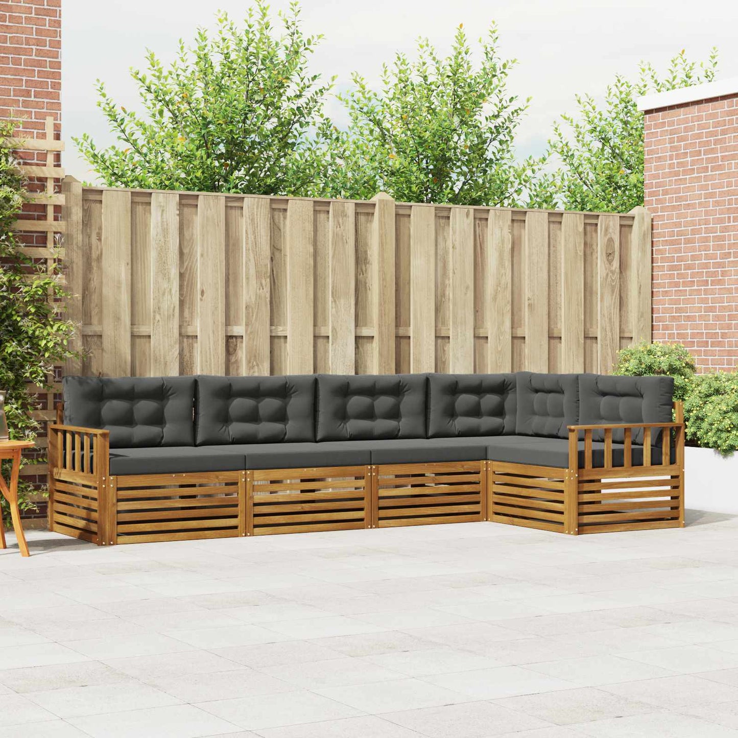 Outdoor-Sofagarnitur 5 stk. Natur und Anthrazit