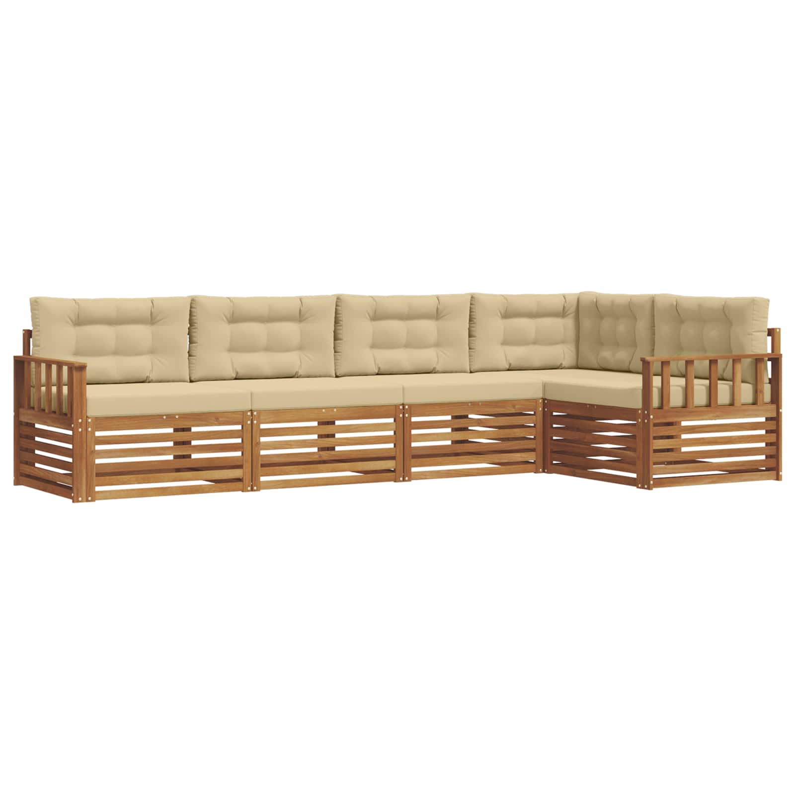 Outdoor-Sofagarnitur mit Kissen 5 pcs Natur und Beige