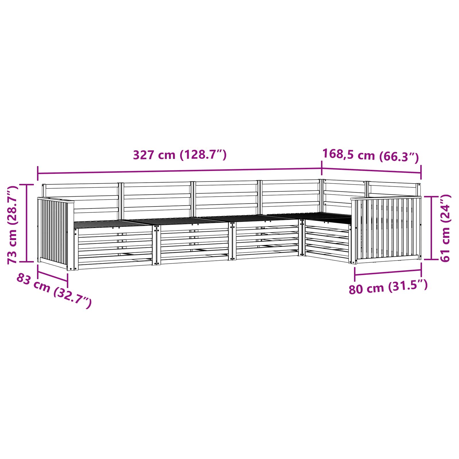 Outdoor-Sofagarnitur 5 pcs Natur