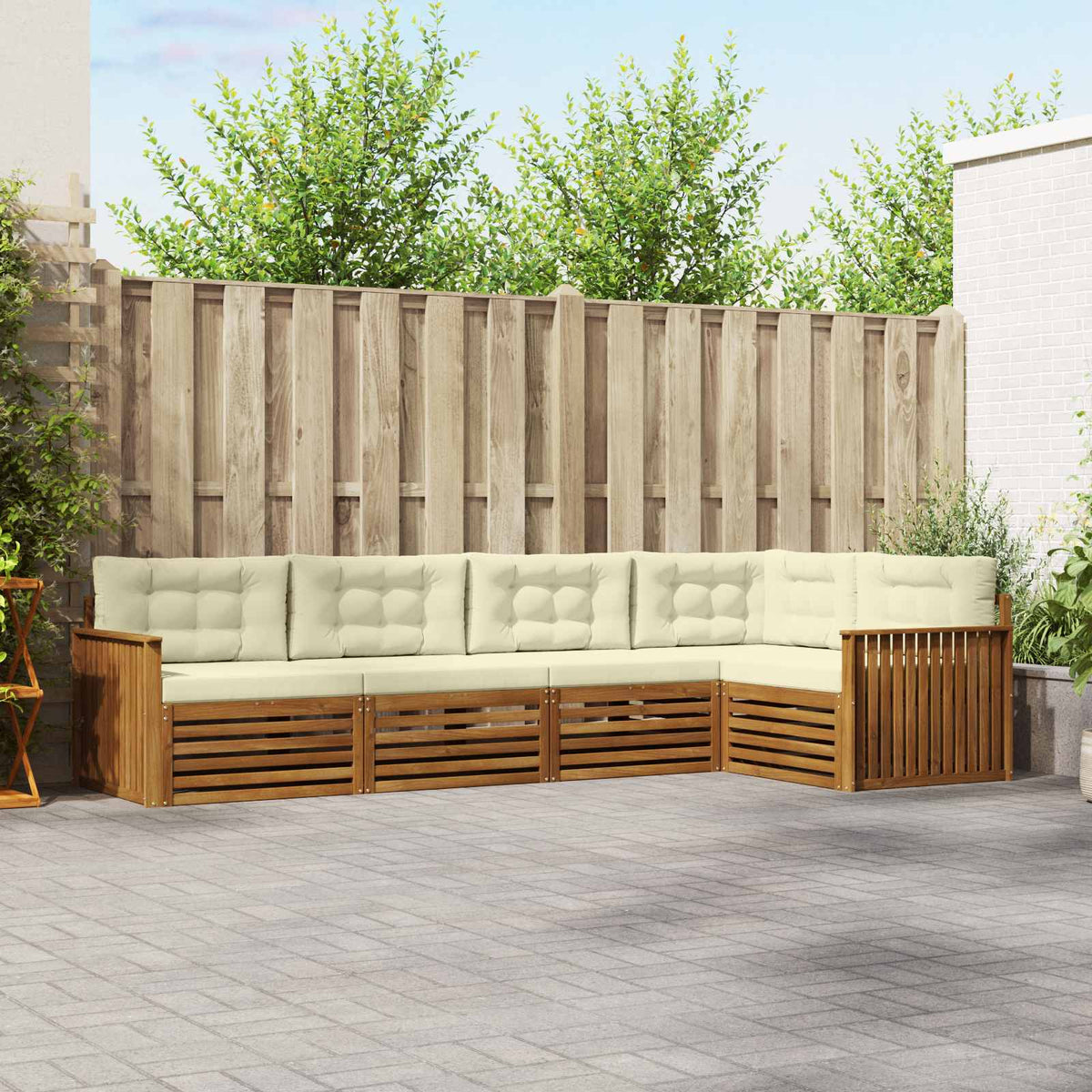 Outdoor-Sofagarnitur 5 stk. Natur und Creme