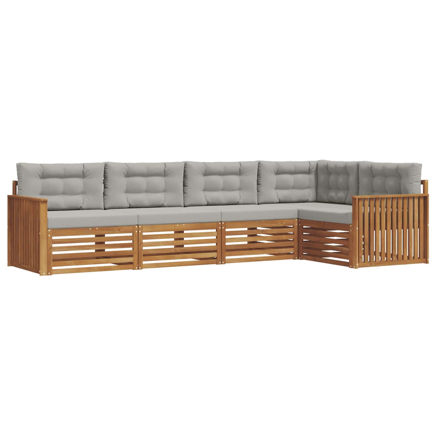 Outdoor-Sofagarnitur mit Kissen 5 pcs Natürlich und Hellgrau