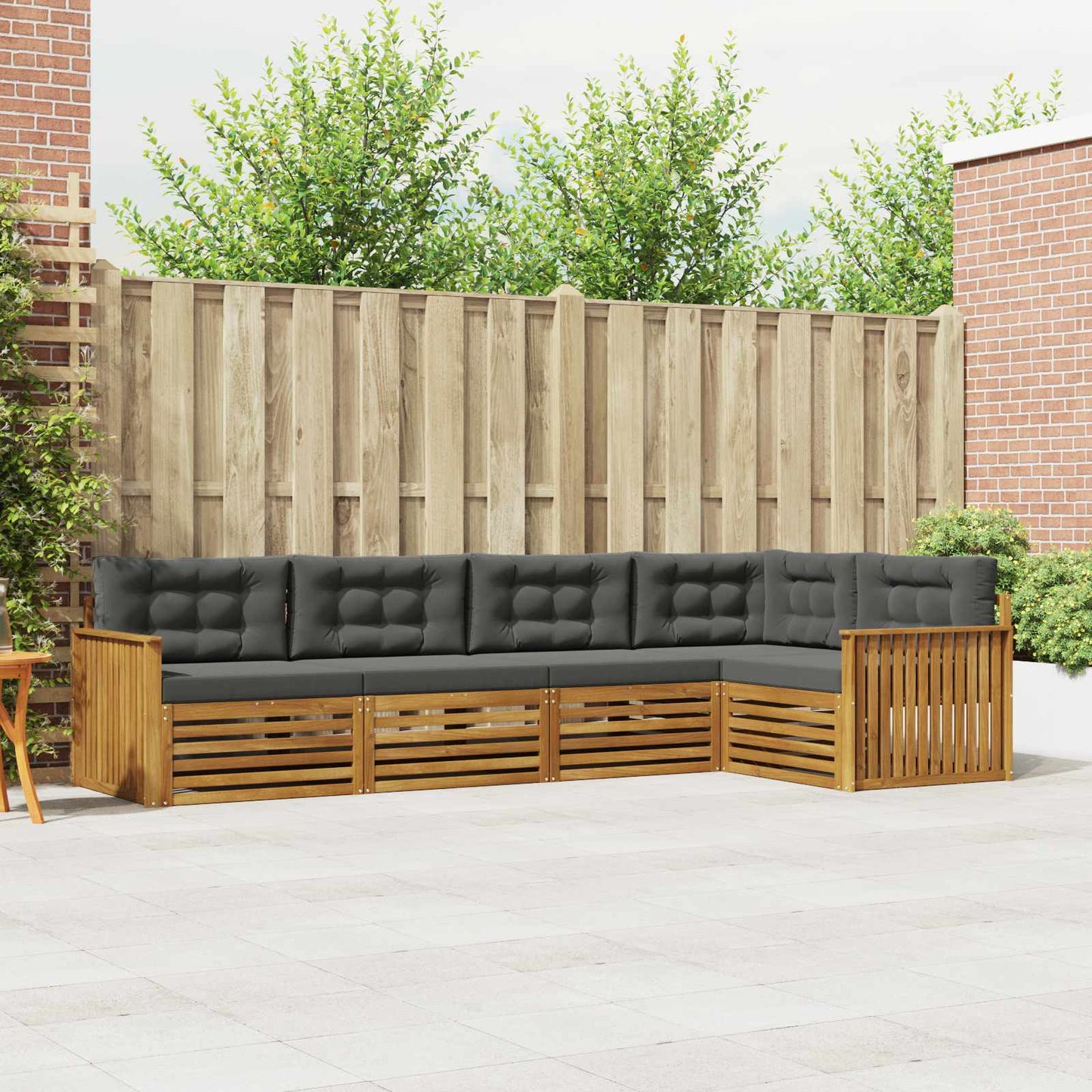 Outdoor-Sofagarnitur 5 stk. Natur und Anthrazit