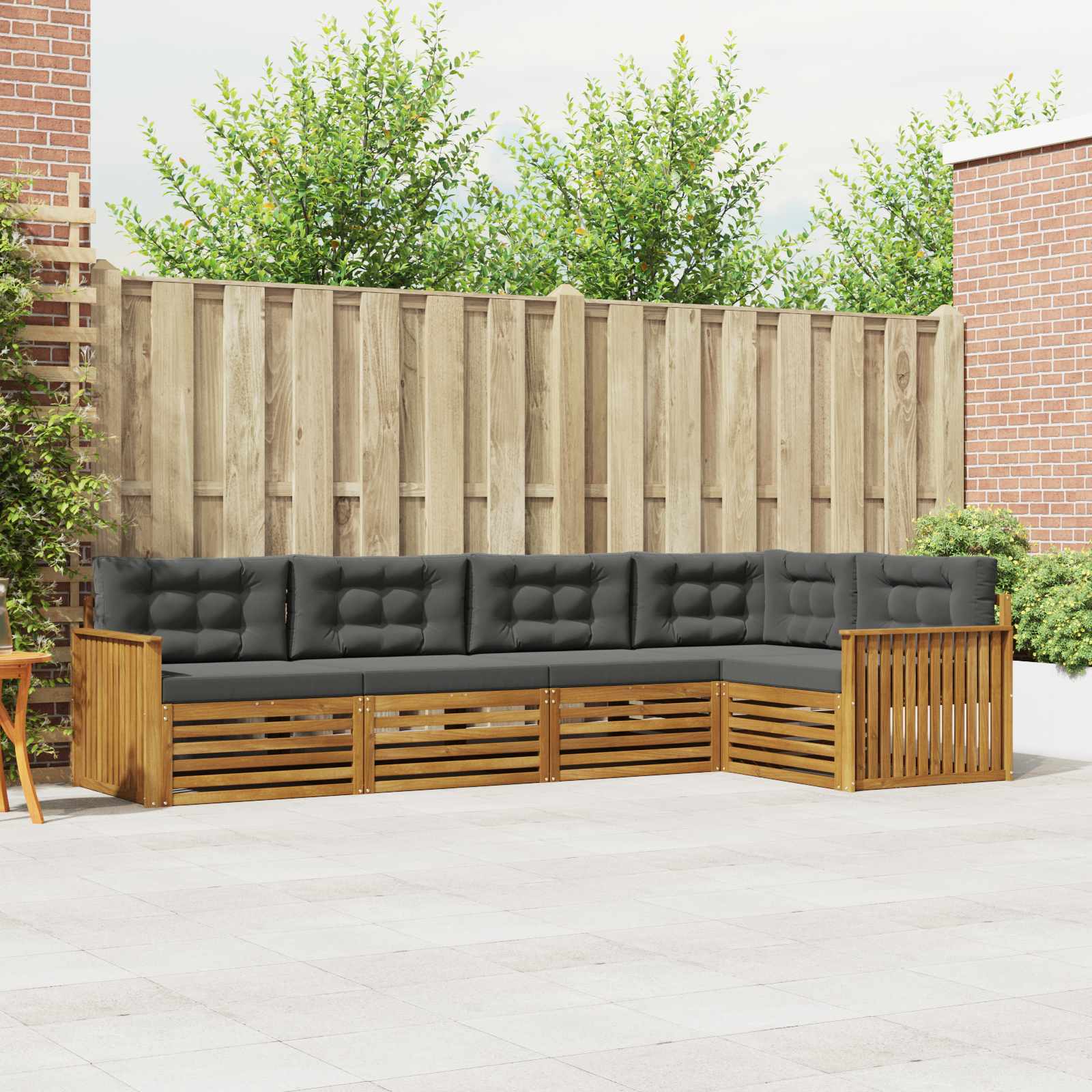Outdoor-Sofagarnitur 5 stk. Natur und Anthrazit