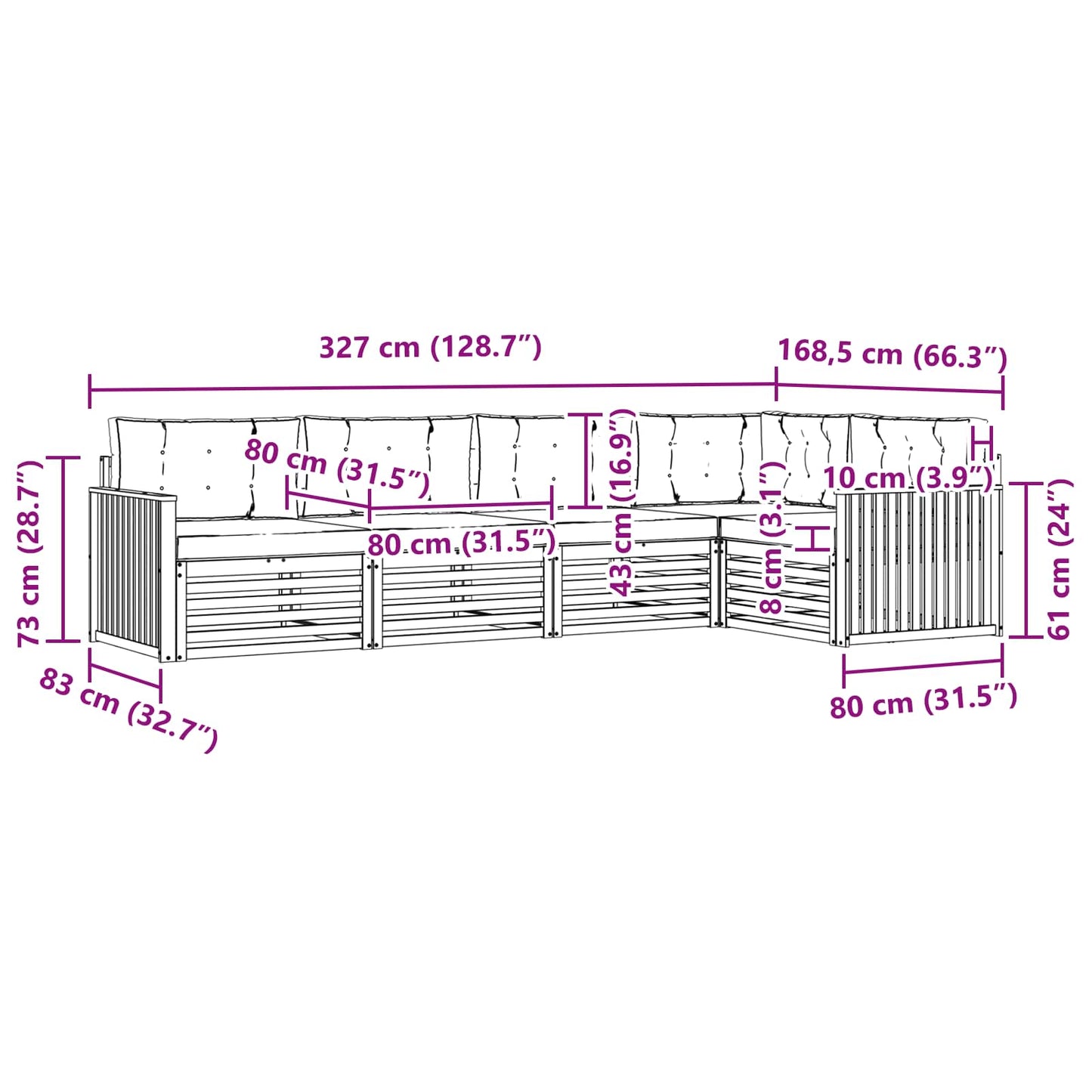 Outdoor-Sofagarnitur 5 stk. Natur und Anthrazit
