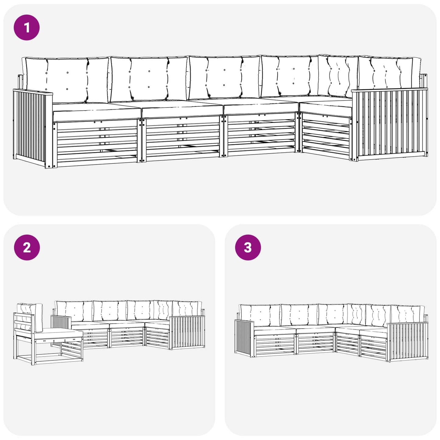 Outdoor-Sofagarnitur 5 stk. Natur und Anthrazit