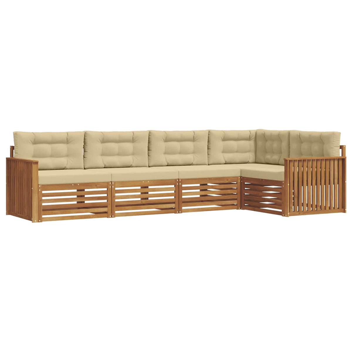 Outdoor-Sofagarnitur 5 stk. Natur und Beige
