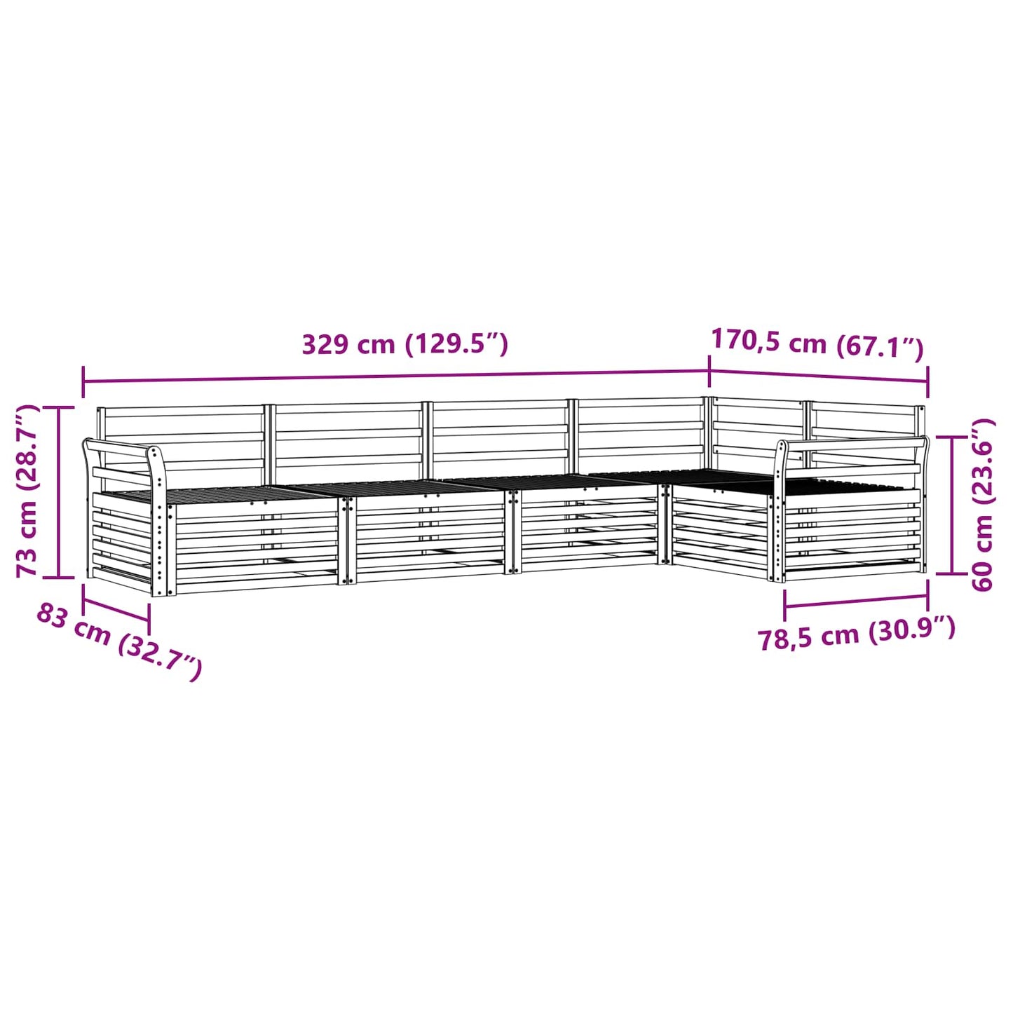 Outdoor-Sofagarnitur 5 pcs Natur