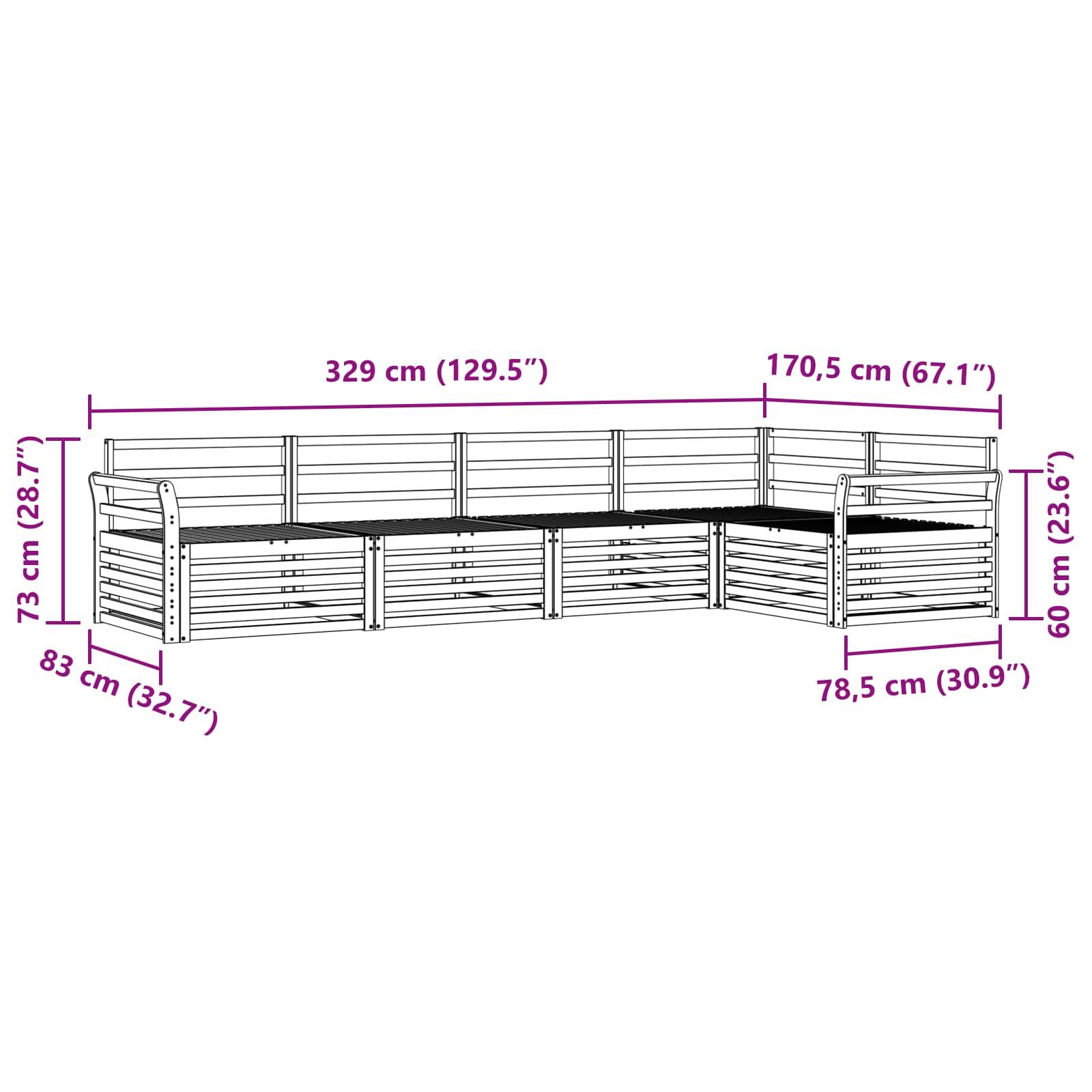 Outdoor-Sofagarnitur 5 pcs Natur