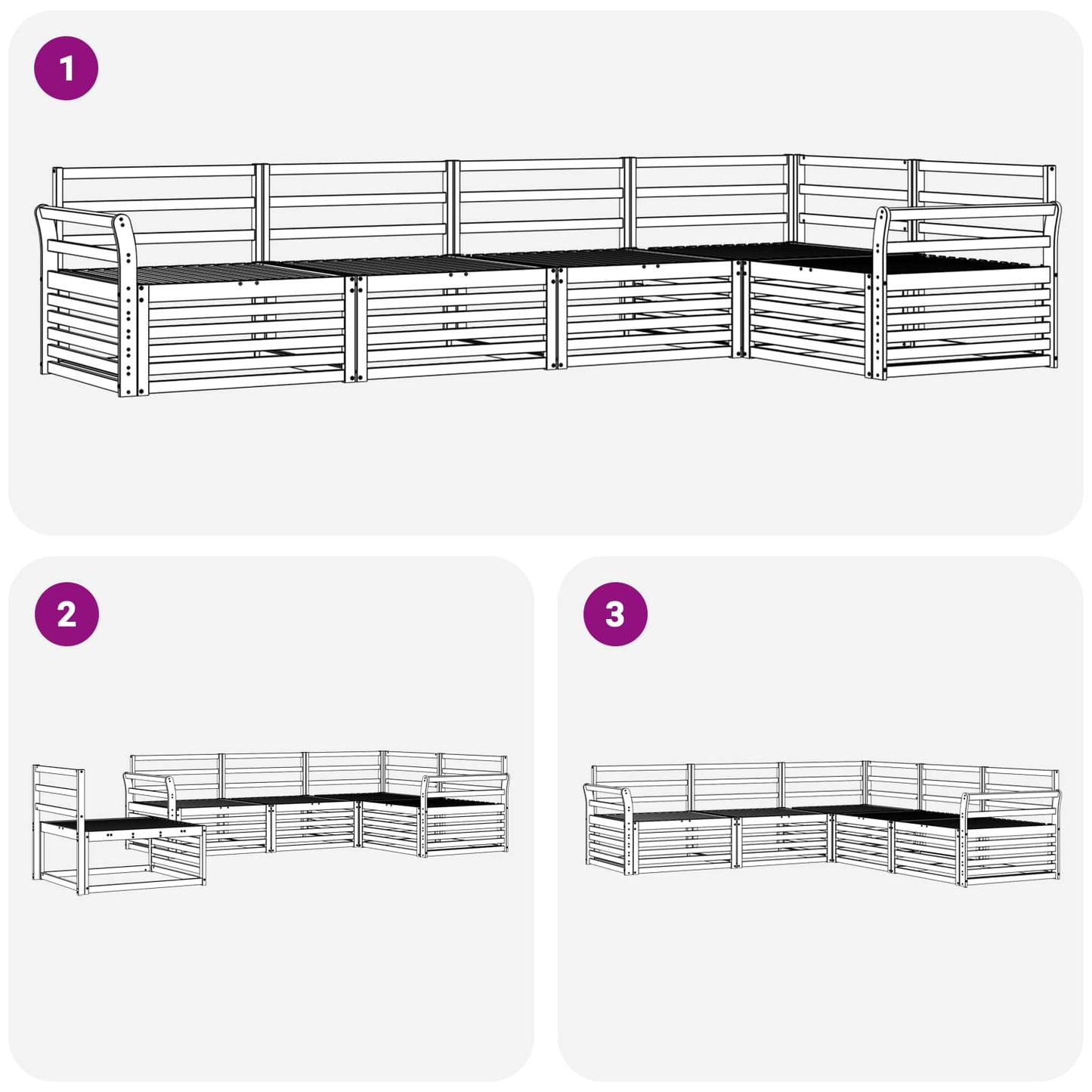 Outdoor-Sofagarnitur 5 pcs Natur