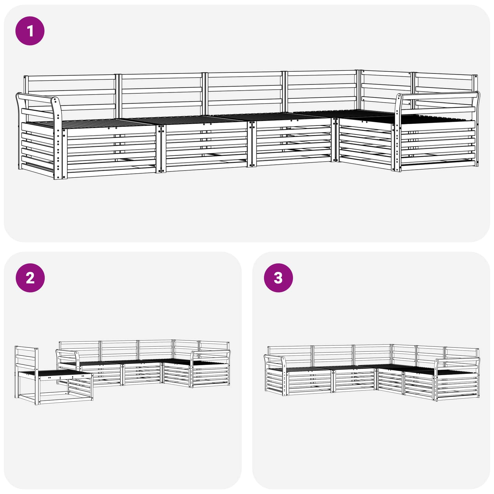 Outdoor-Sofagarnitur 5 pcs Natur