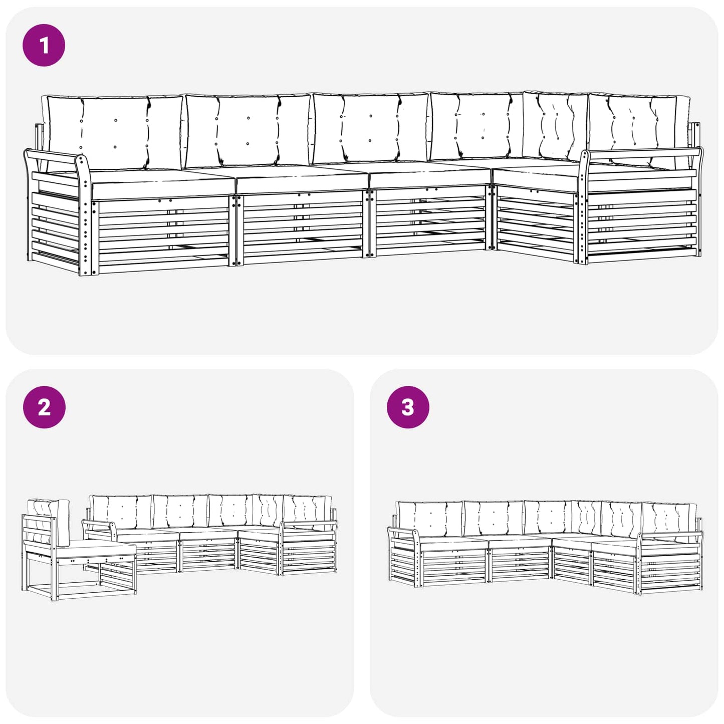 Outdoor-Sofagarnitur 5 stk. Natur und Creme