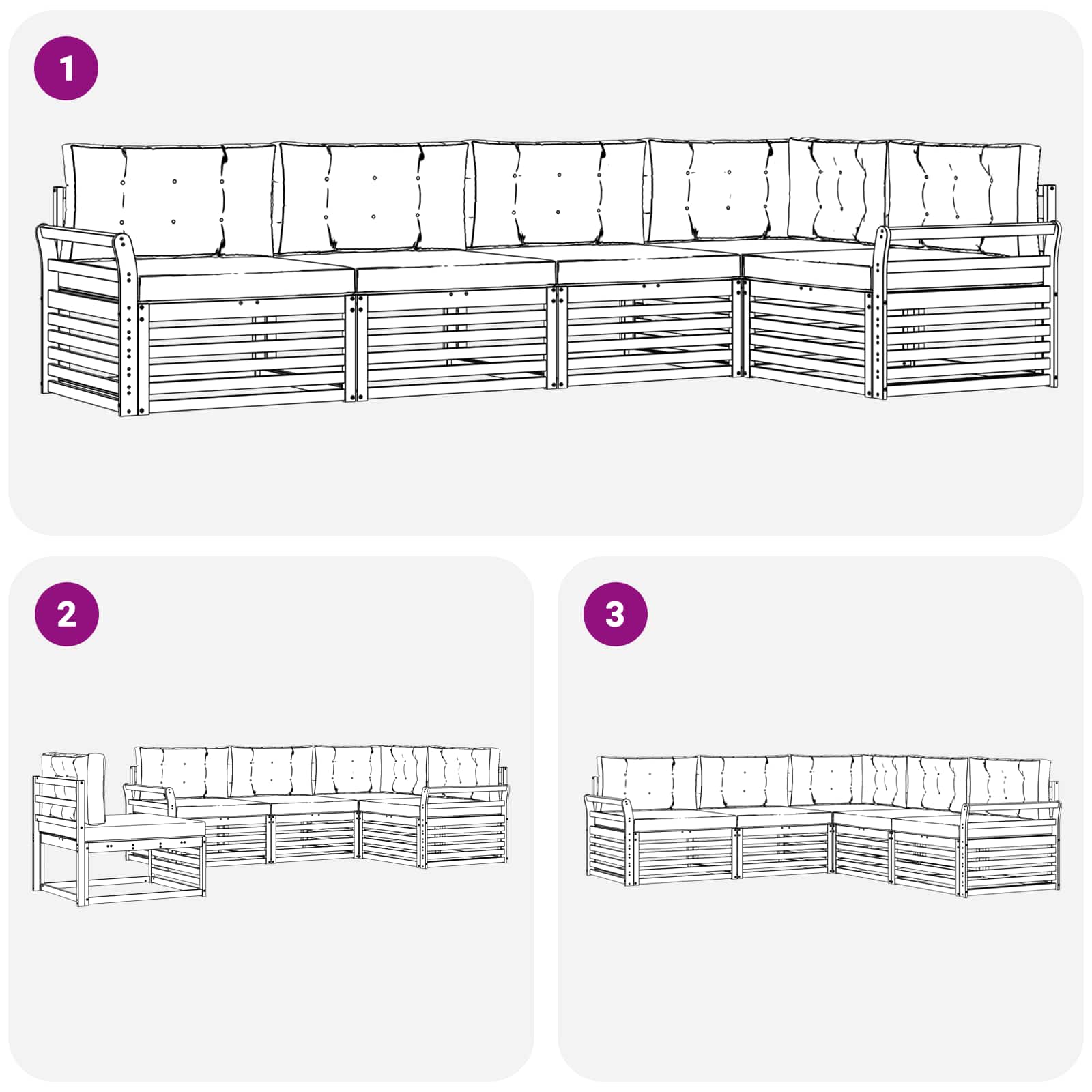 Outdoor-Sofagarnitur 5 stk. Natur und Creme