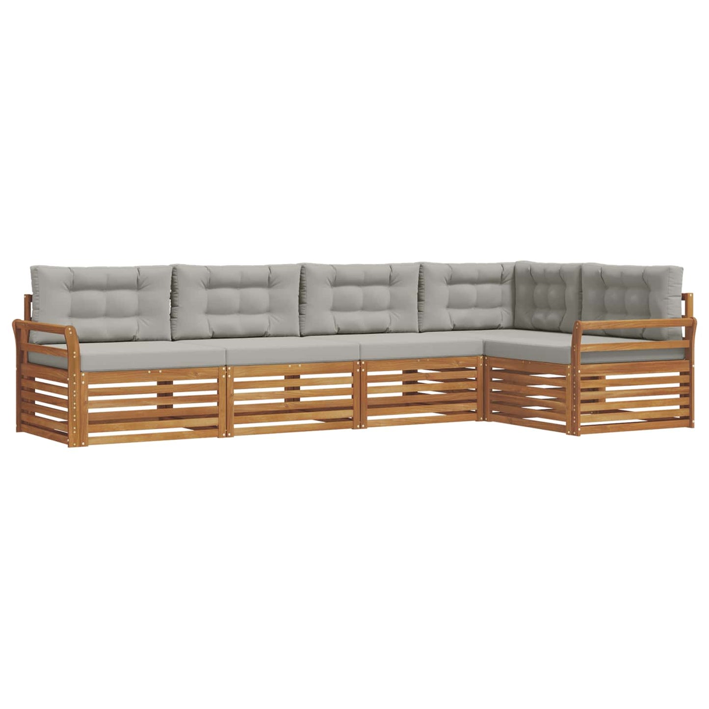 Outdoor-Sofagarnitur mit Kissen 5 pcs Natürlich und Hellgrau