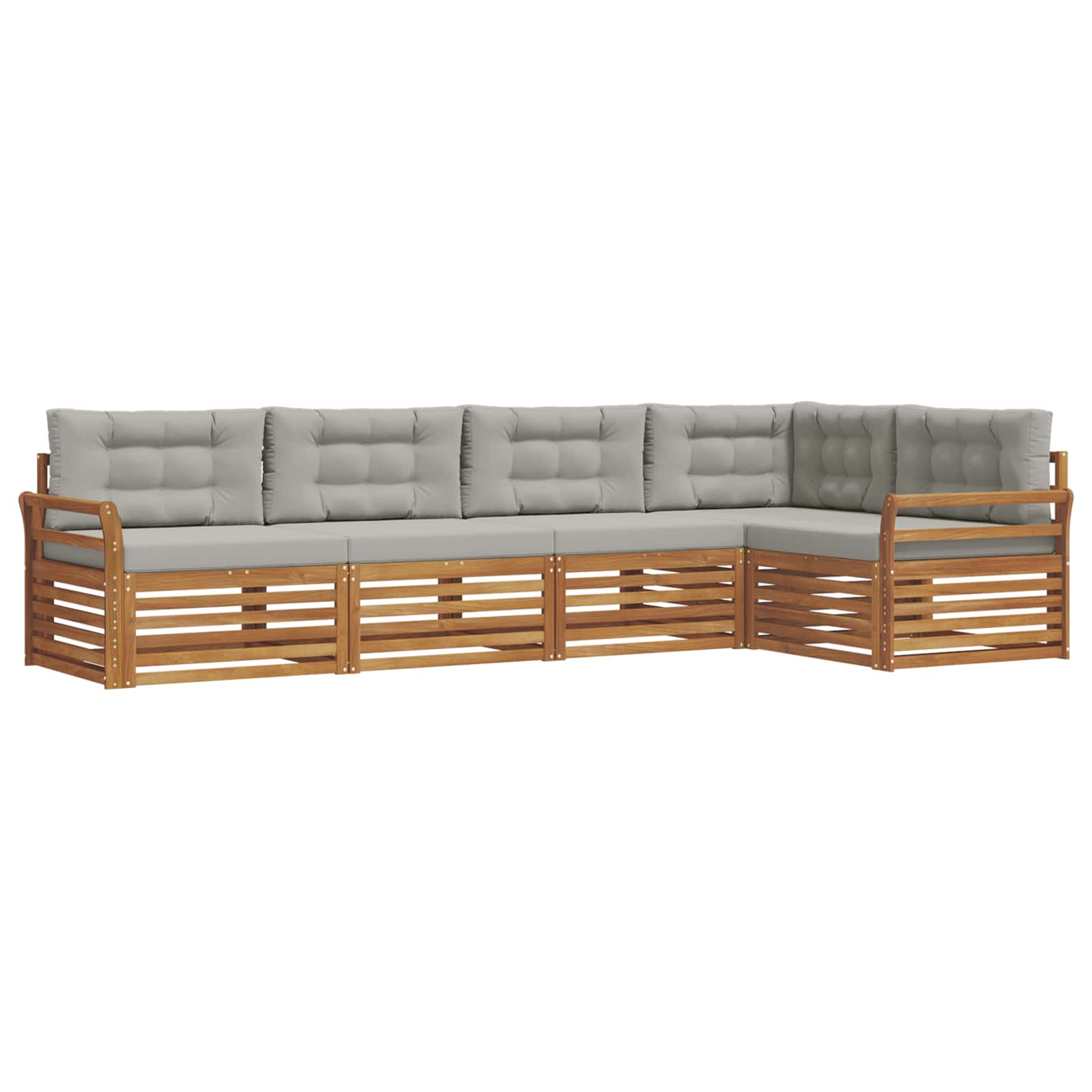 Outdoor-Sofagarnitur mit Kissen 5 pcs Natürlich und Hellgrau